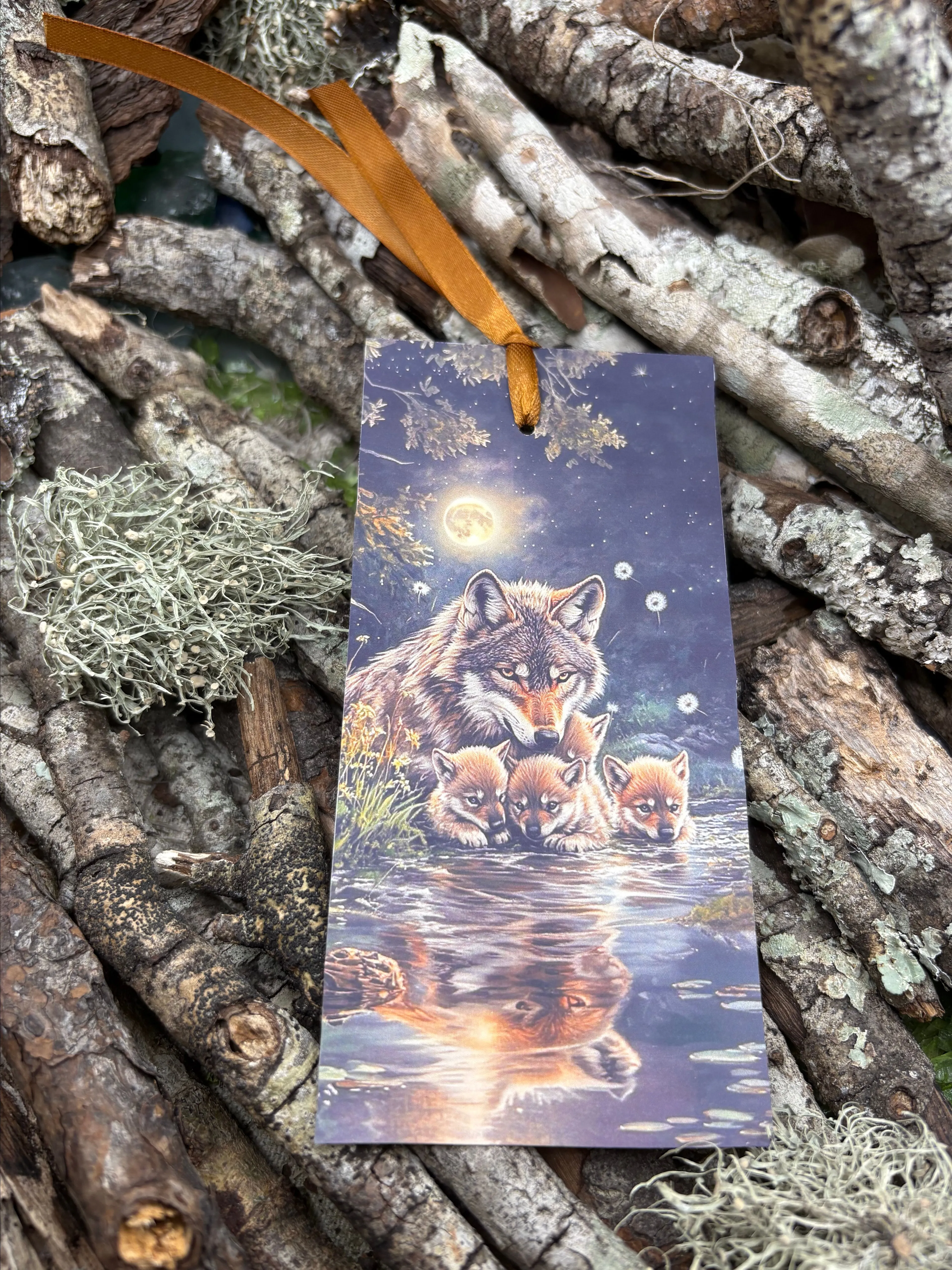 Product image for 6x3 watercolor thick card stock bookmark with satin ribbon
