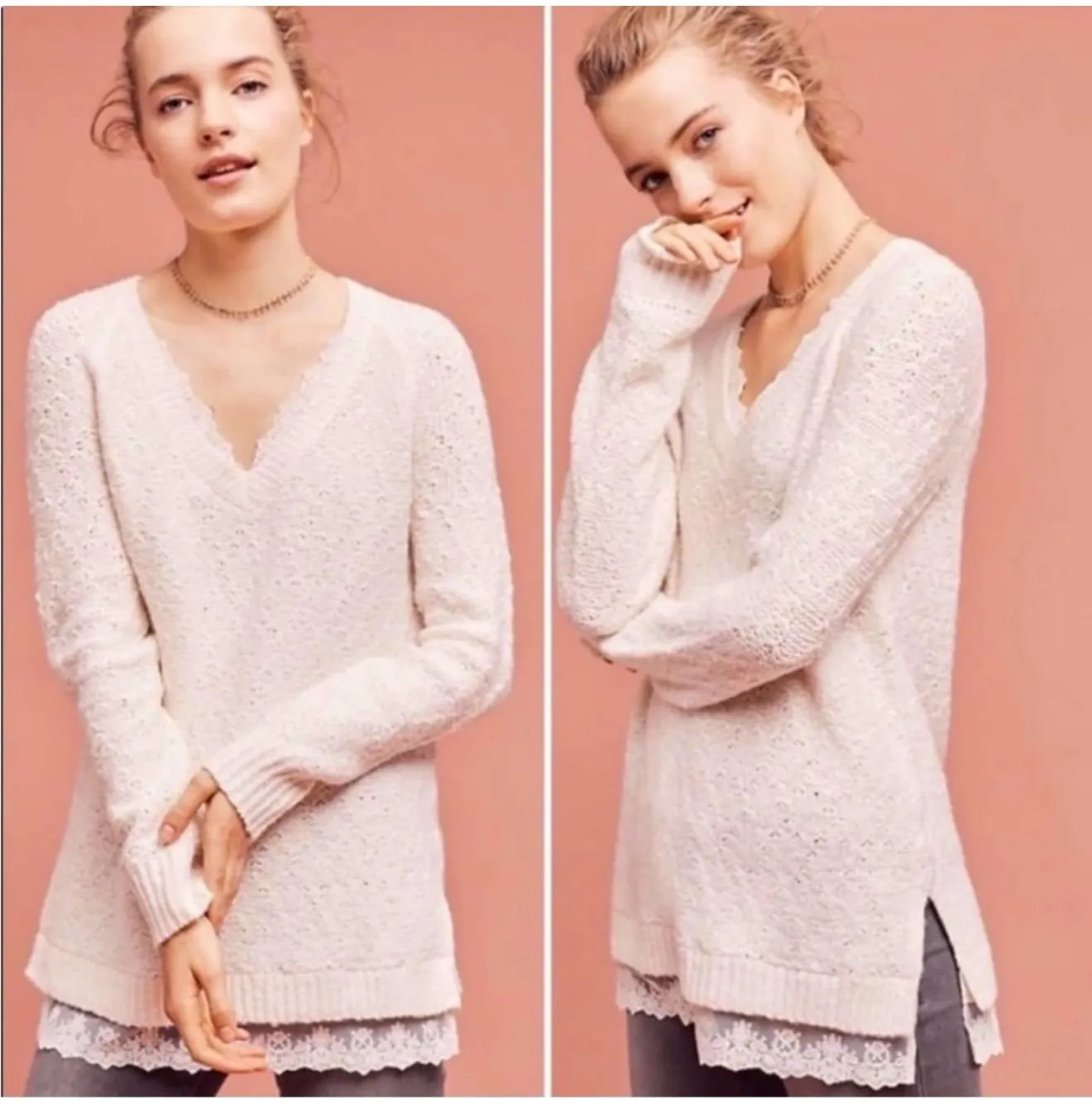 Product image for 53. Anthro Knitted & Knotted V Neck Sweater