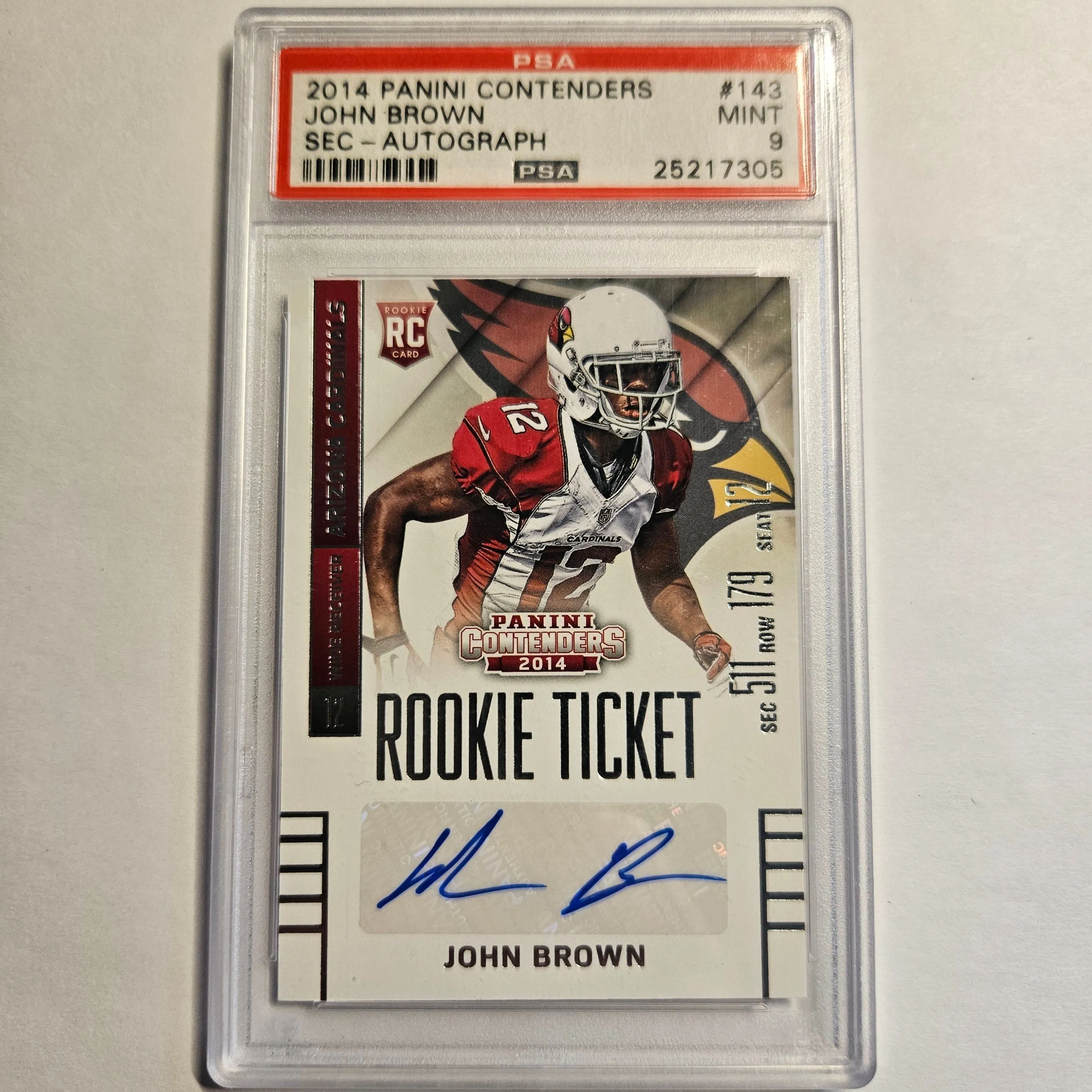 Product image for John Brown 2014 Panini Contenders - SEC - Autograph PSA 9