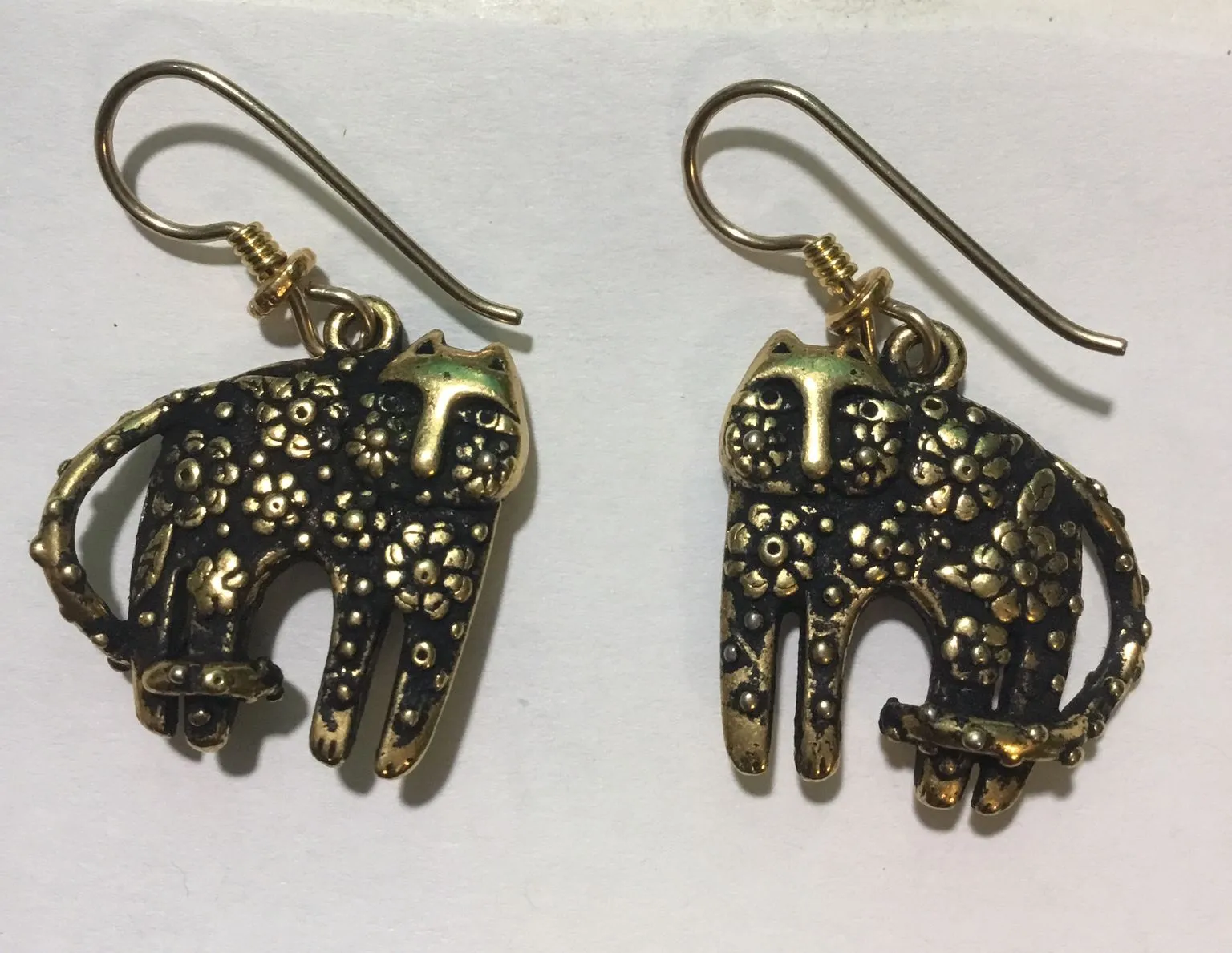 Product image for 1. Laurel Burch 1993 Flowered Feline Earrings