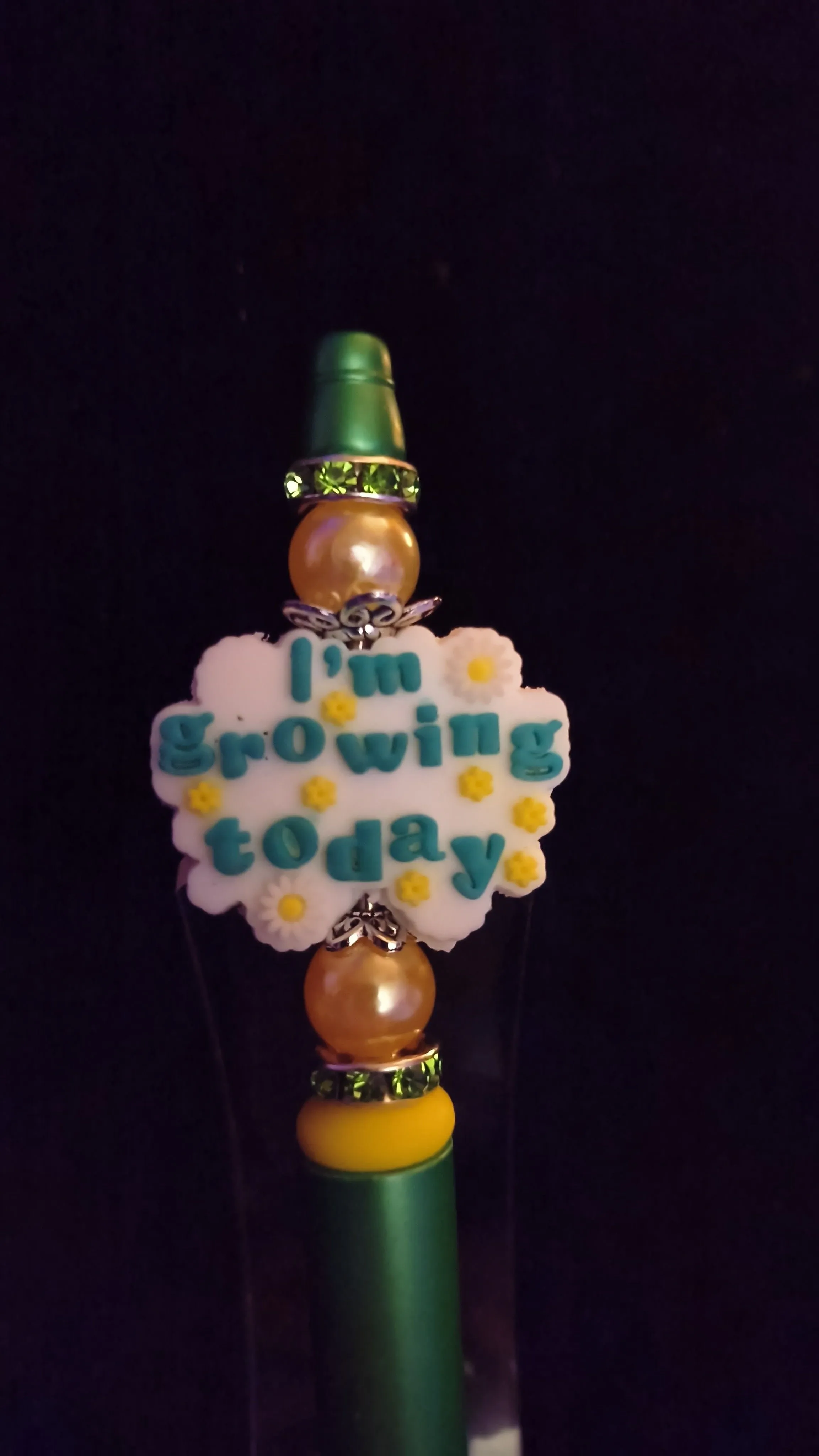 Product image for Beadable Pens - Green Bling "I'm Growing Today" #396