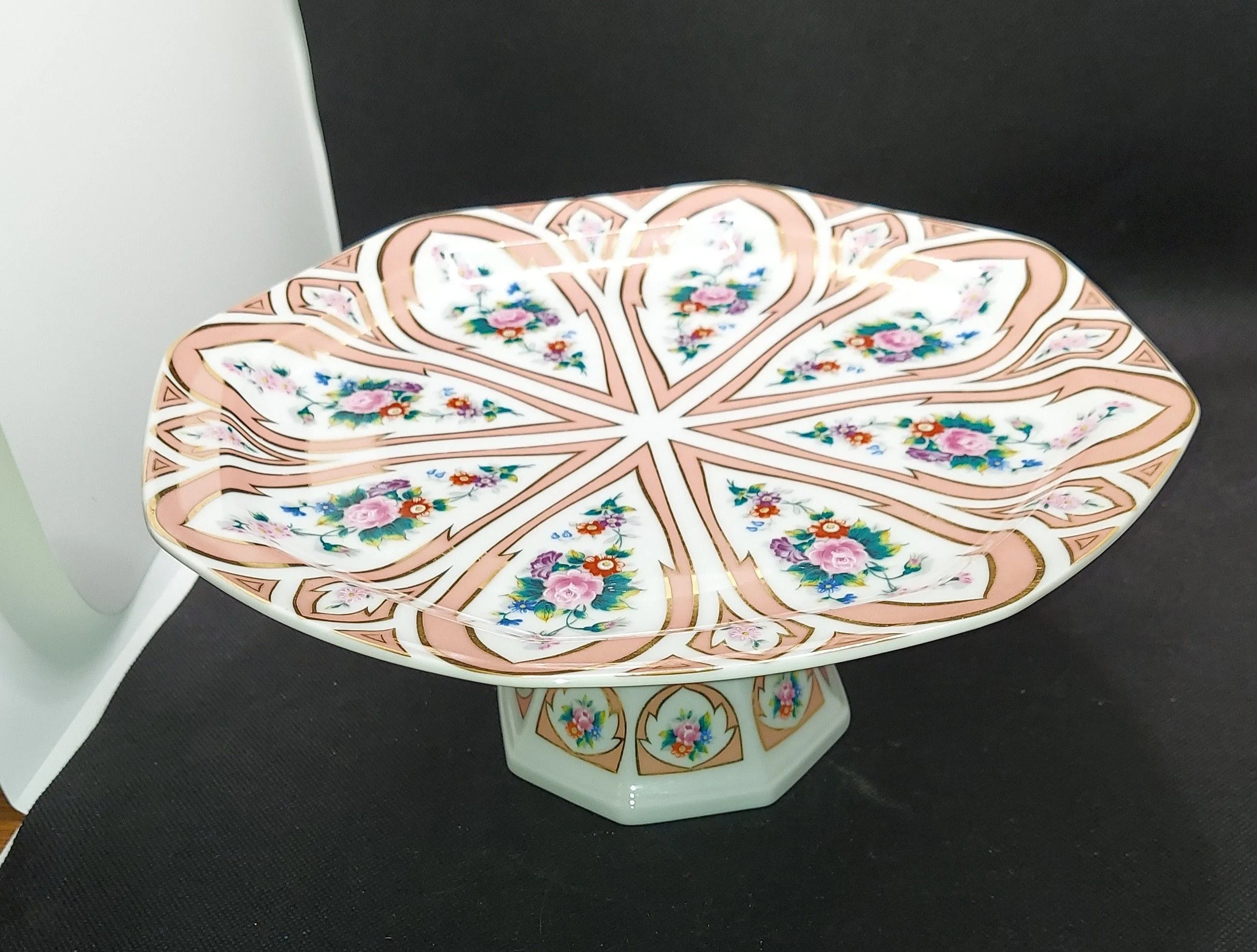 Product image for RARE LEFTON Canton Rose Cake Plate Vintage It Is GORGEOUS! Handpainted Japan