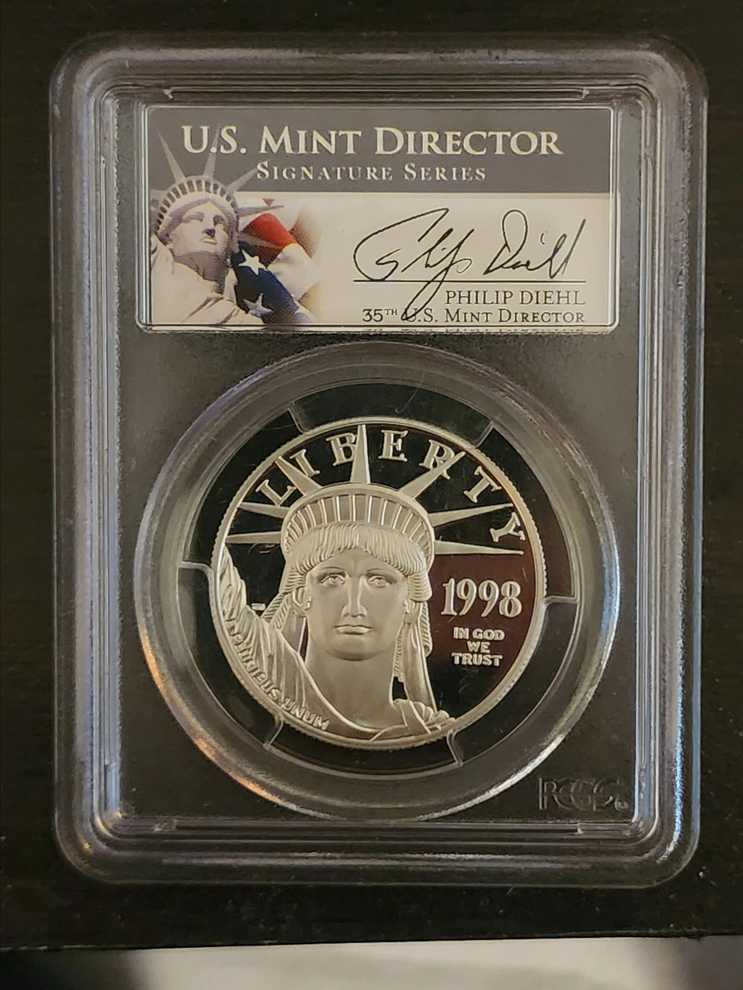 Product image for 1998-W $100 Statue of Liberty, PR70DCAM U.S. Mint Director Signature Series