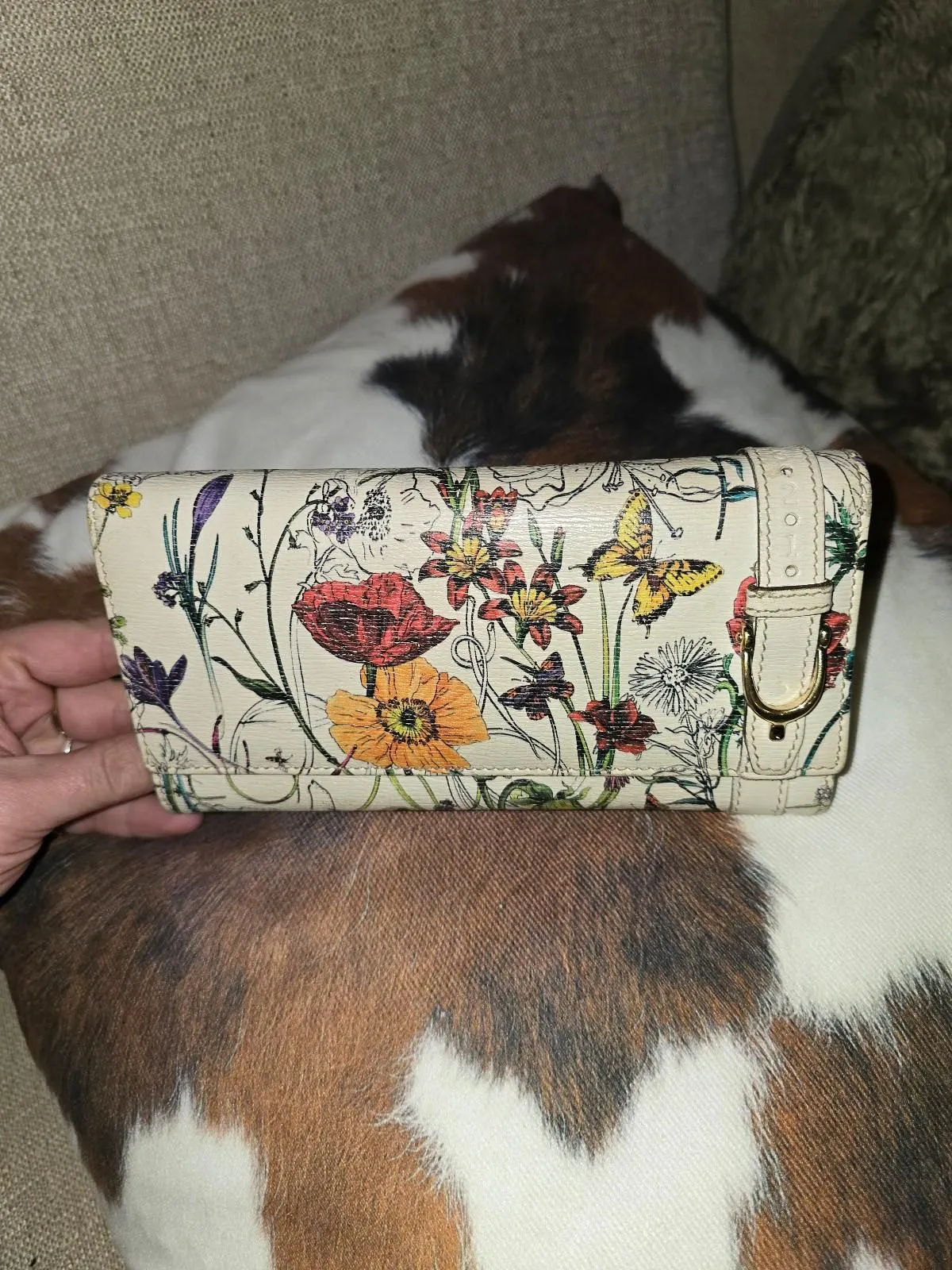 Product image for GUCCI Women's Long Wallet Nice Flora Leather White Used
