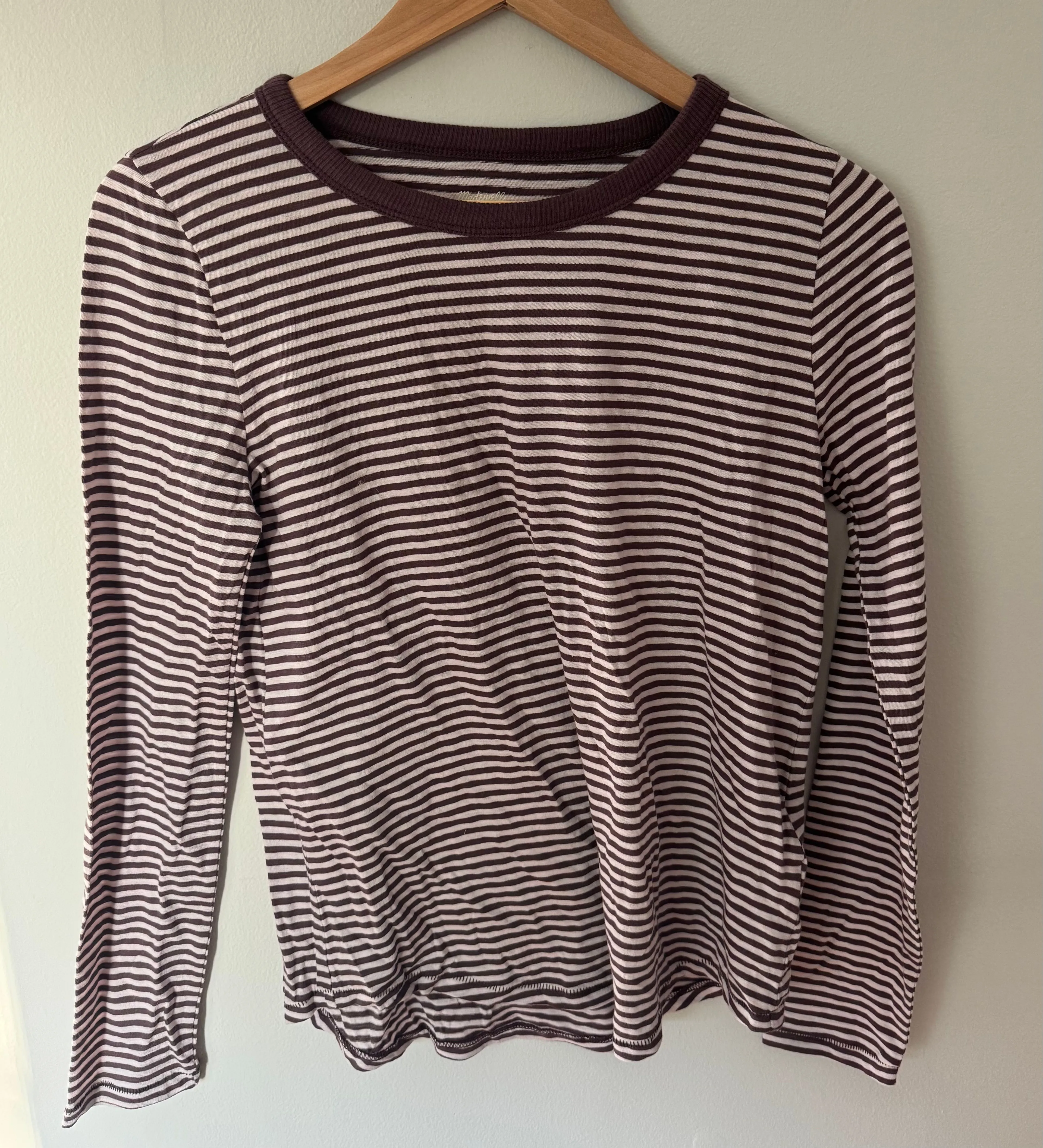 Product image for Madewell - Burgundy Striped Long Sleeve Shirt NWT Size S