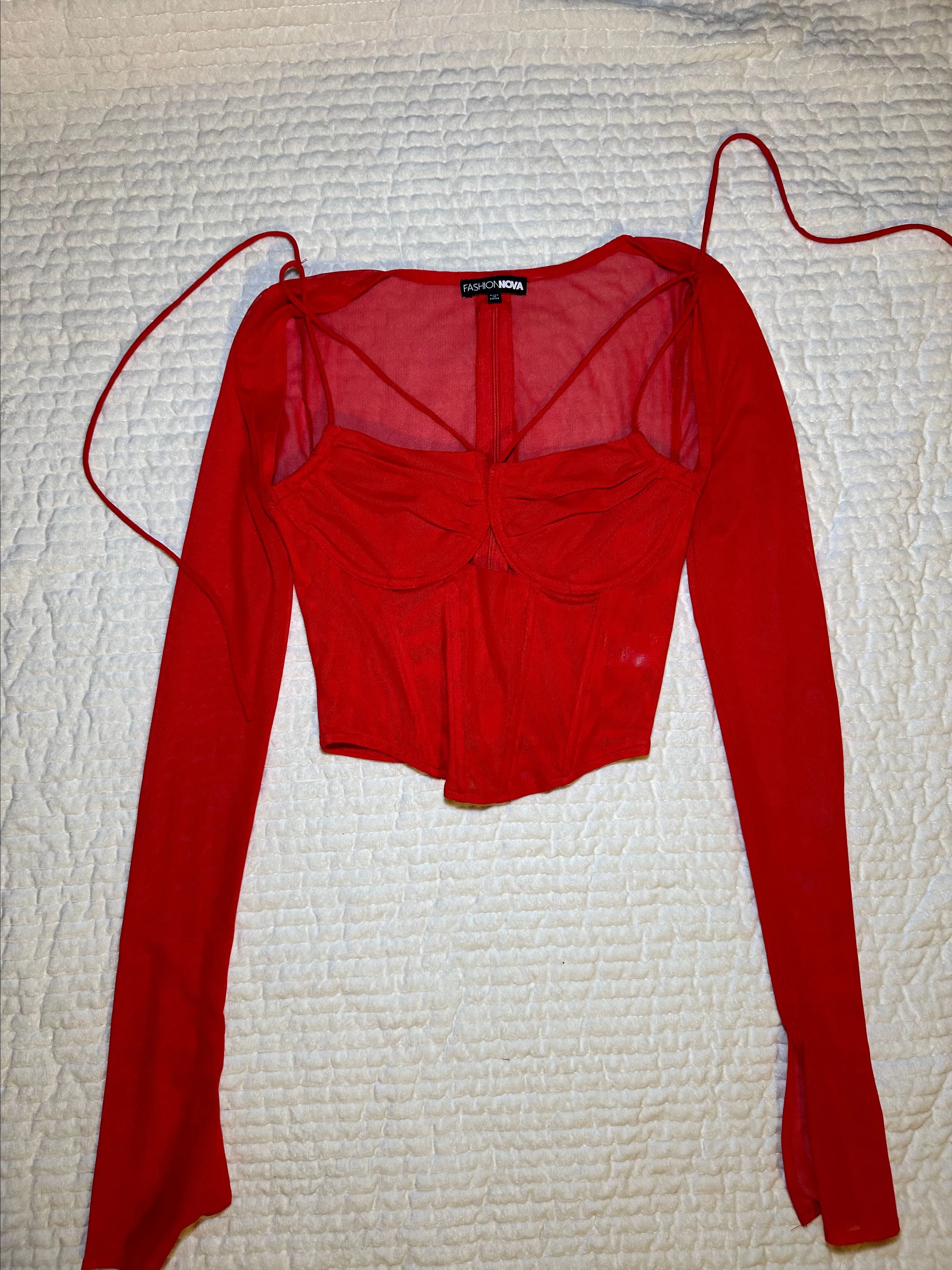 Product image for Red long sleeve corset top size small