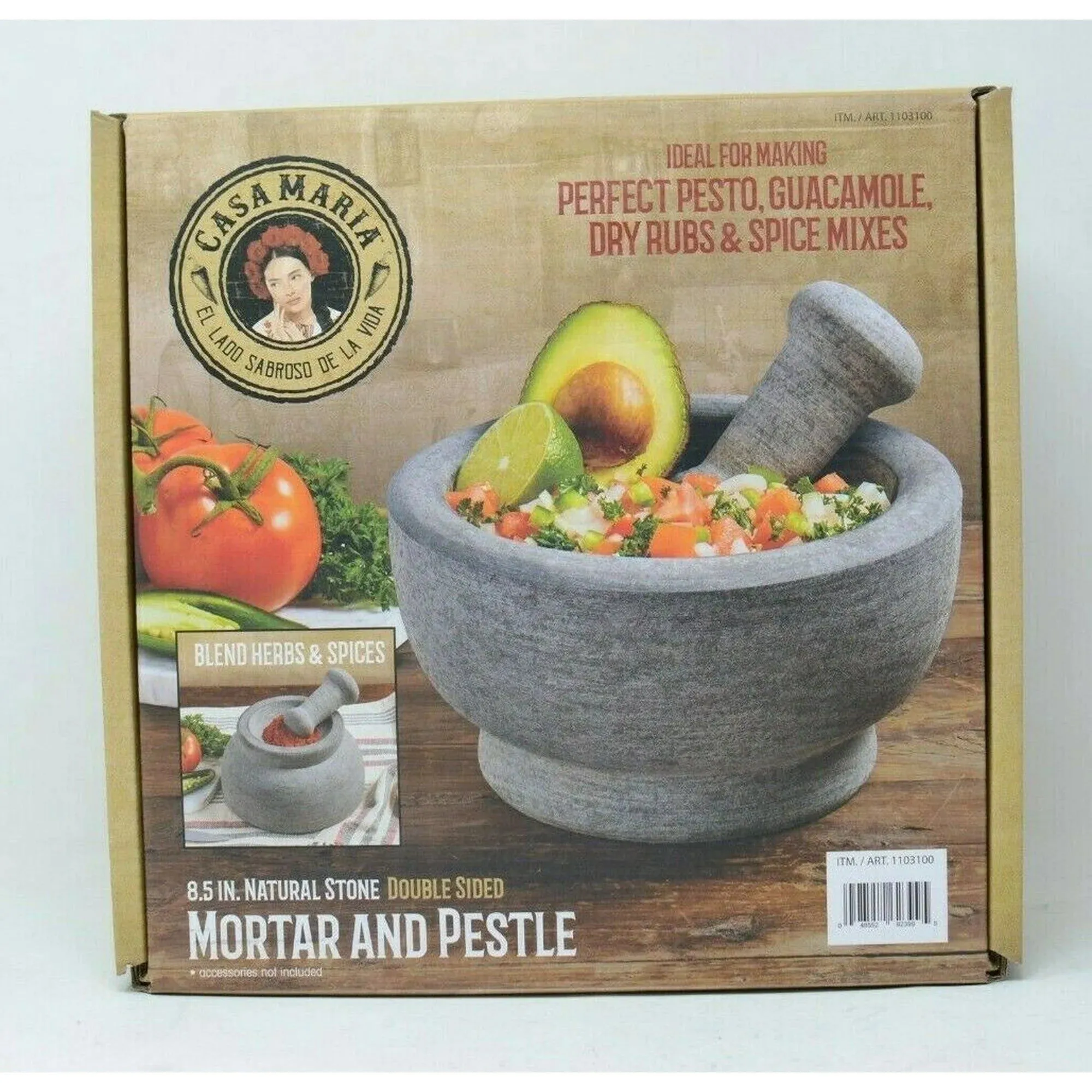 Product image for Casa Maria 8.5” Granite Stone Double Sided Mortar & Pestle (New No Box)