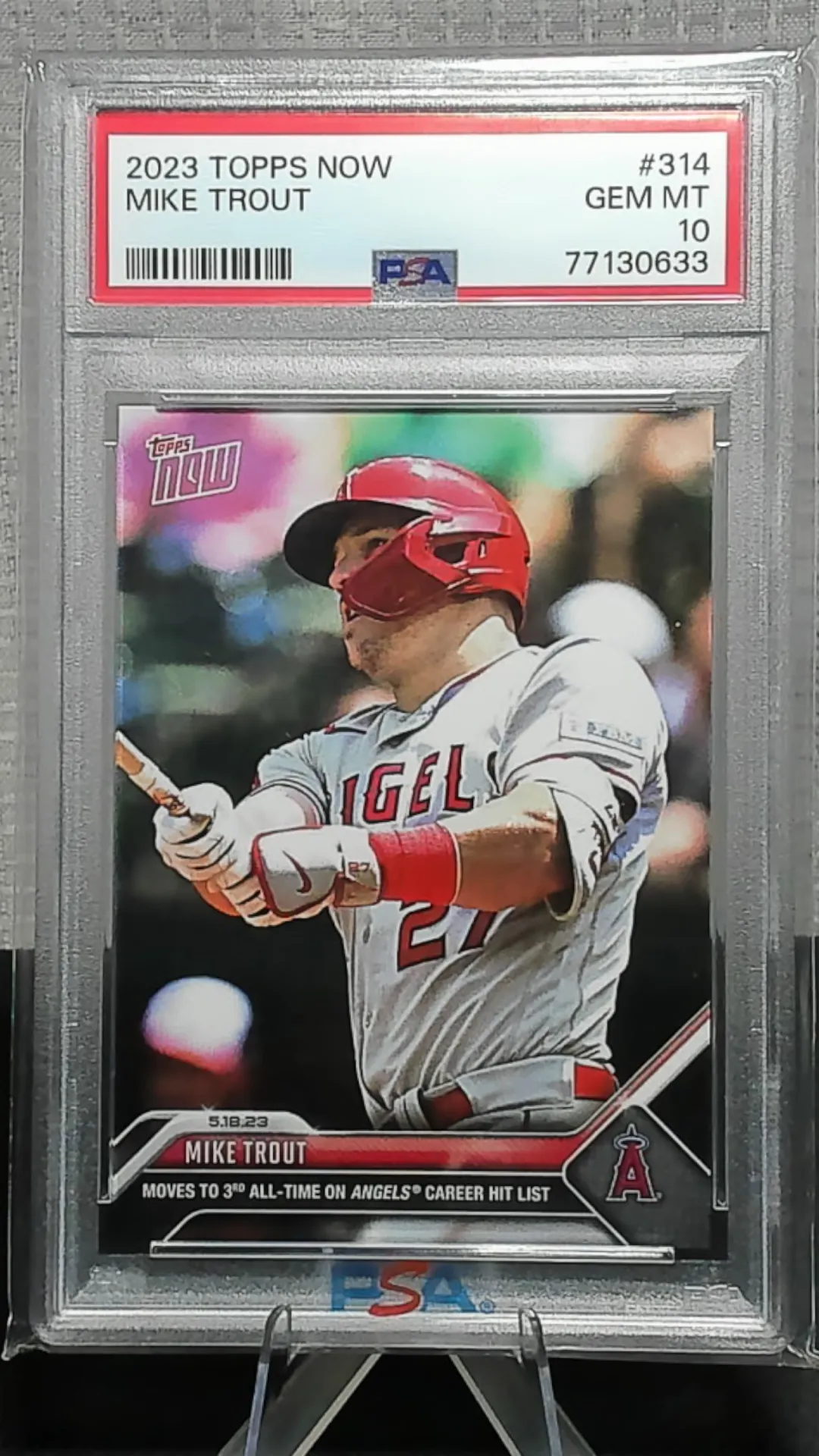 Product image for Mike Trout 2023 Topps Now 3rd All Time Angels Hit List PSA 10