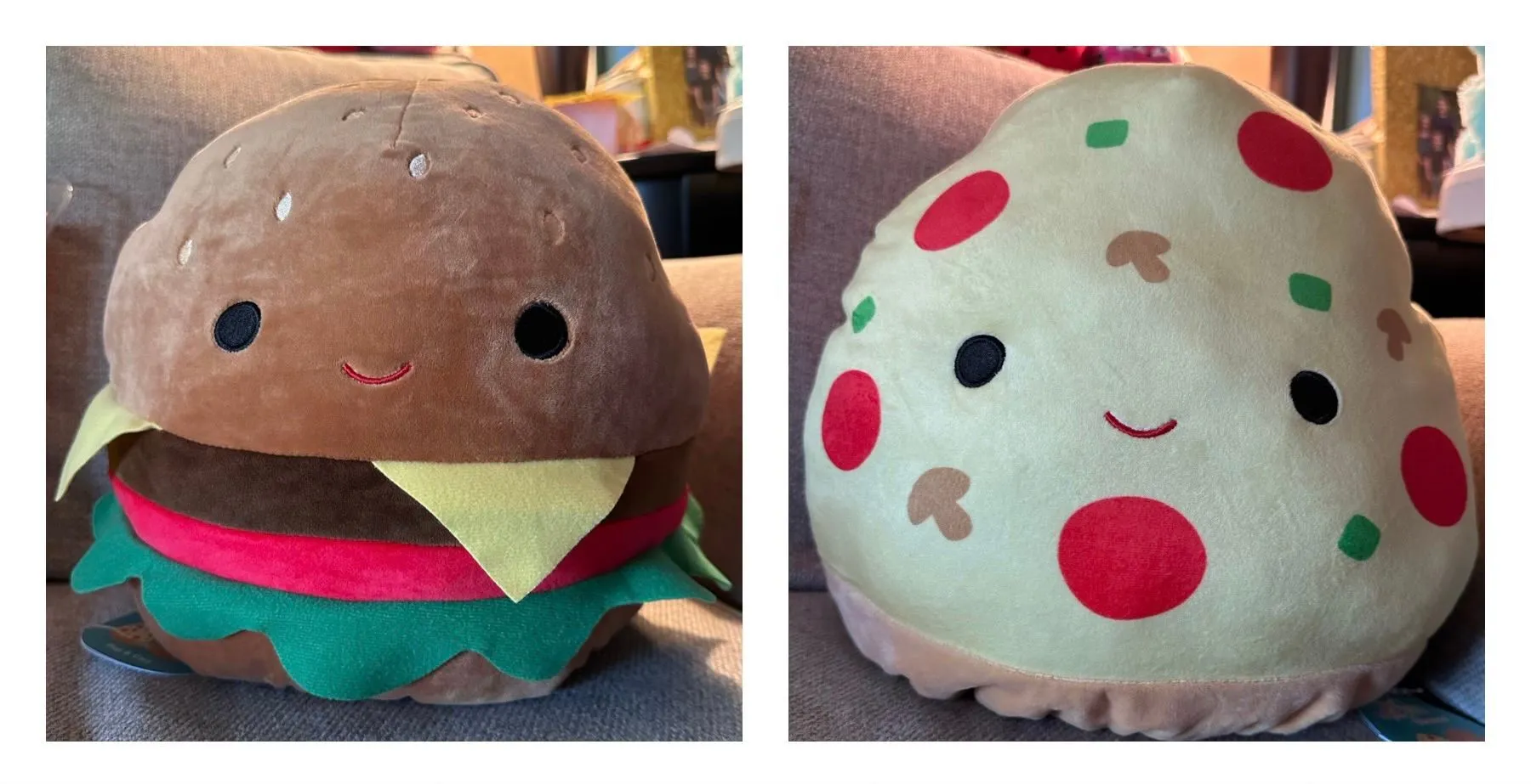 Product image for Squishmallow Flip A Mallow Carl Cheeseburger & Pep Pizza 12”