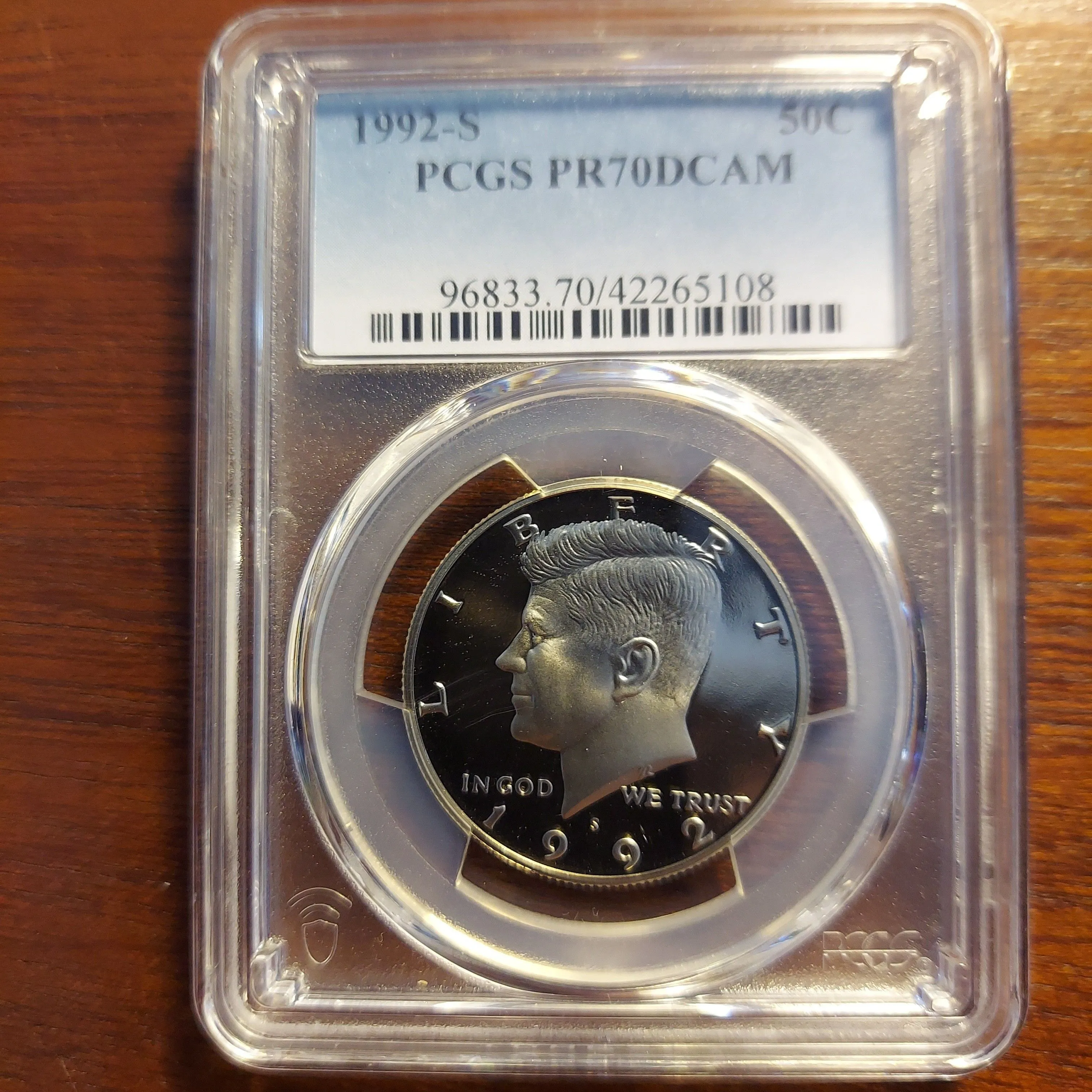 Product image for 1992-S Proof Kennedy Half Dollar: PCGS PR70DCAM