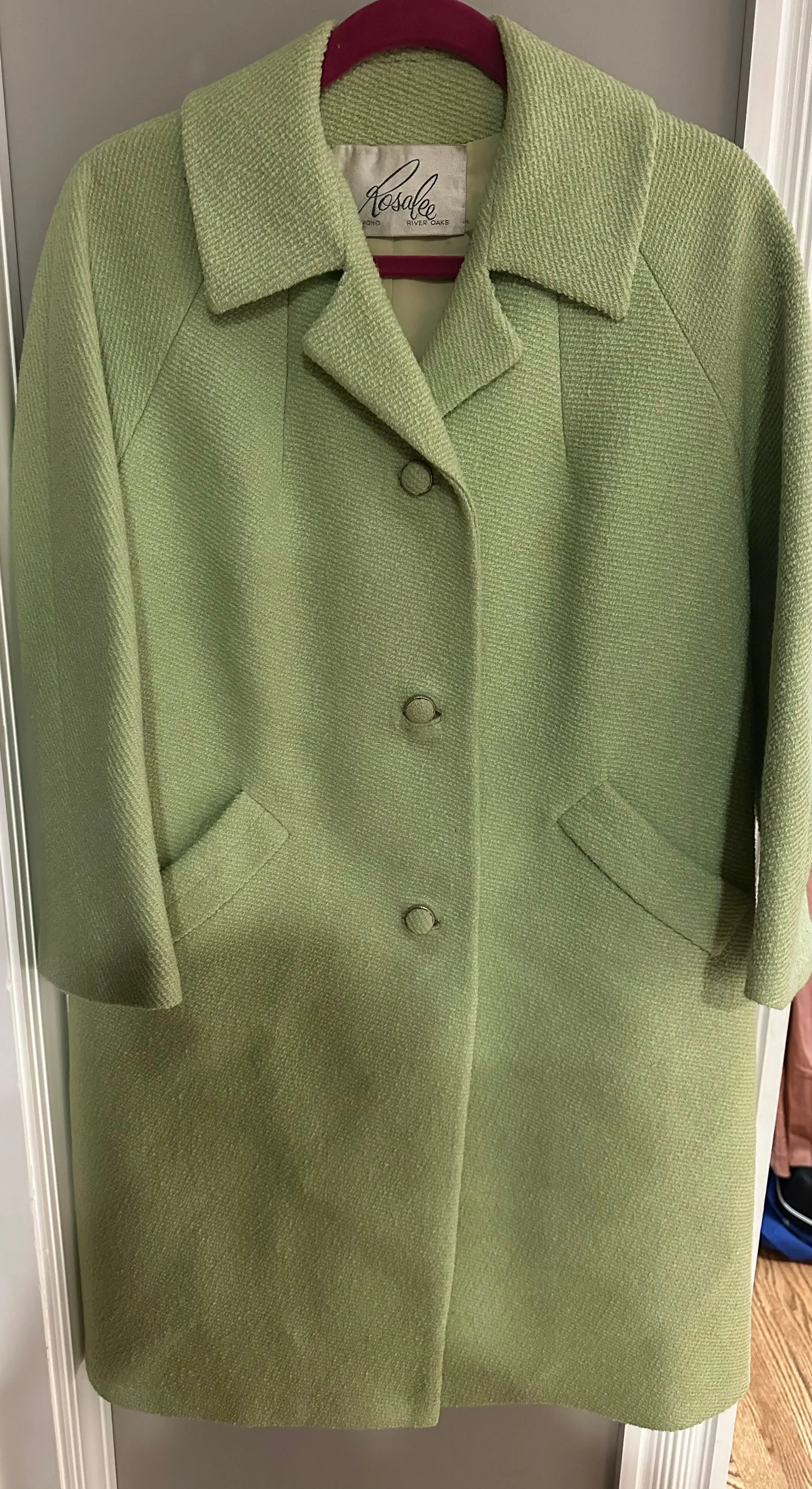 Product image for Rosalee Hammond ILGWU Union made Vintage 60's Fully Lined Swing Coat Green M/L