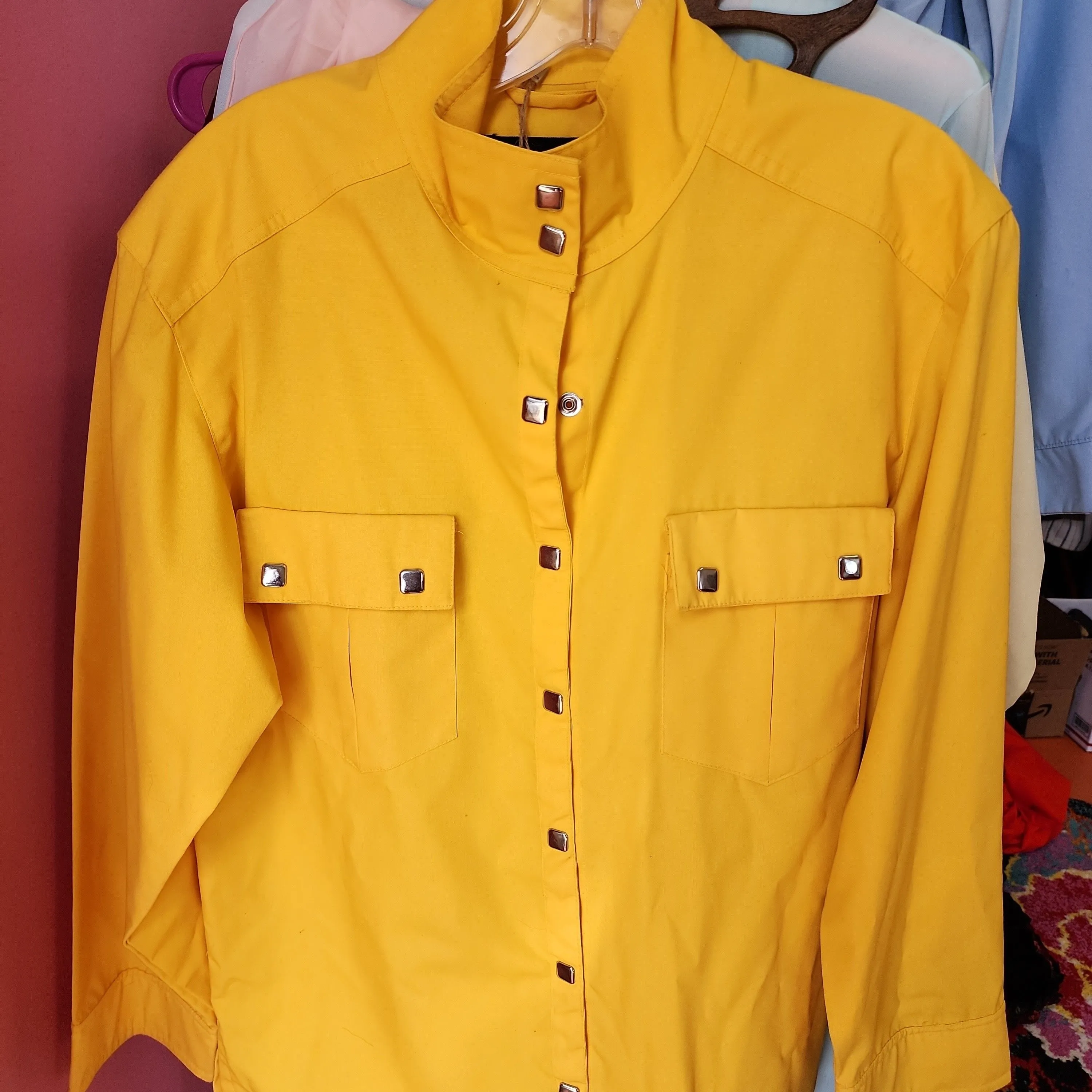Product image for 70's bright yellow Obermeyer button up