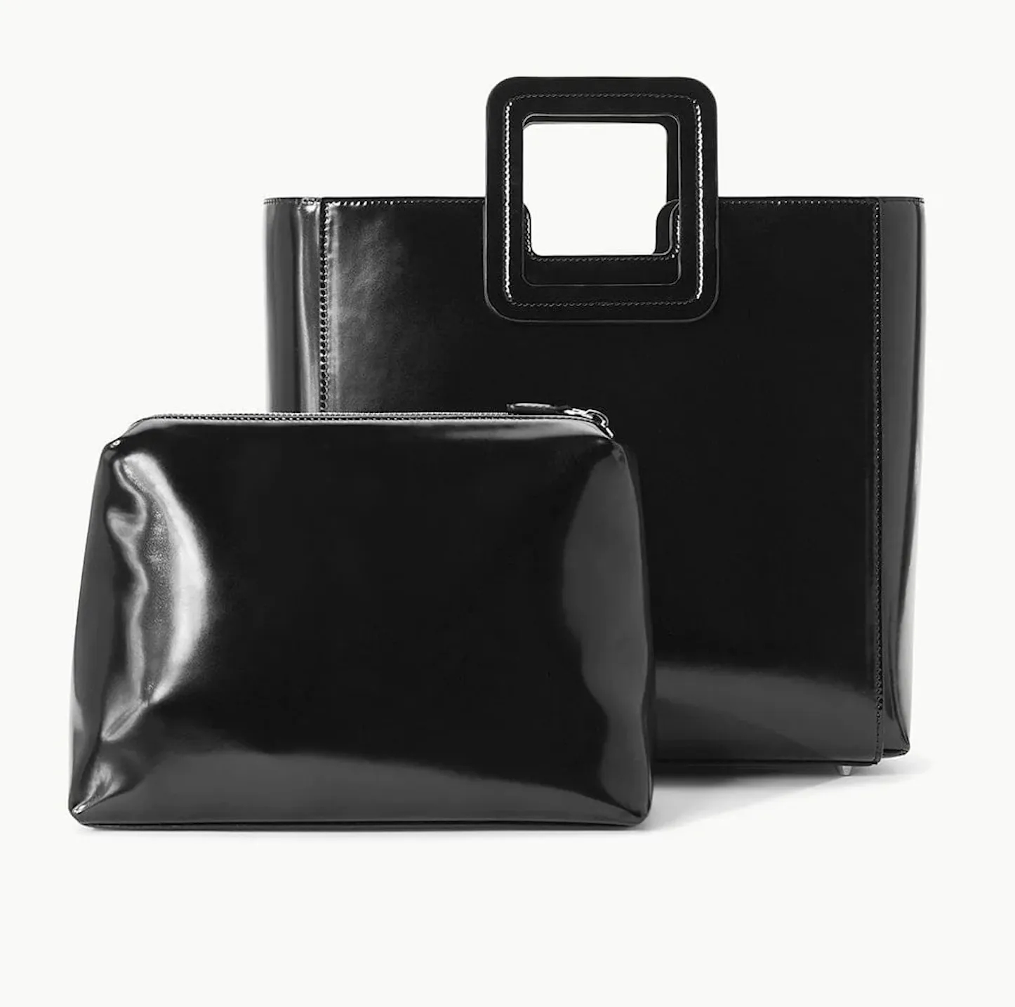 Product image for 21 STAUD SHIRLEY LEATHER BLACK BAG LARGE
