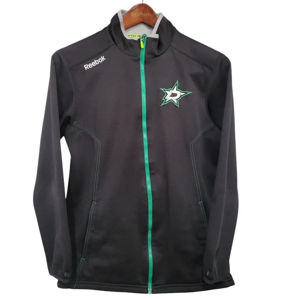 Product image for Dallas Stars Jacket Mens Black Reebok Center Ice Full-Zip Hockey NHL Size Small