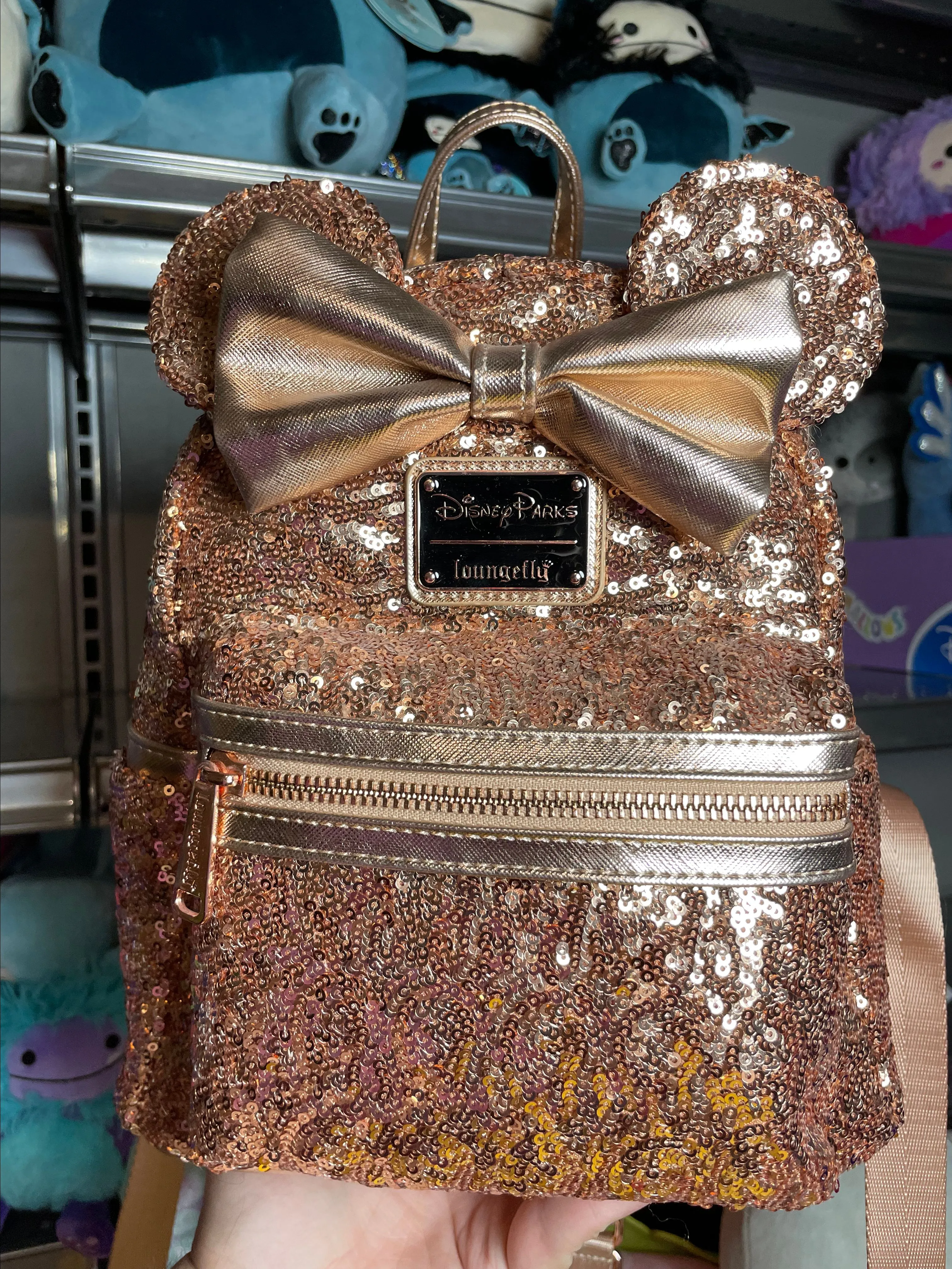 Product image for Loungefly Mini Backpack Disney Parks Sequin Rose Gold WDW