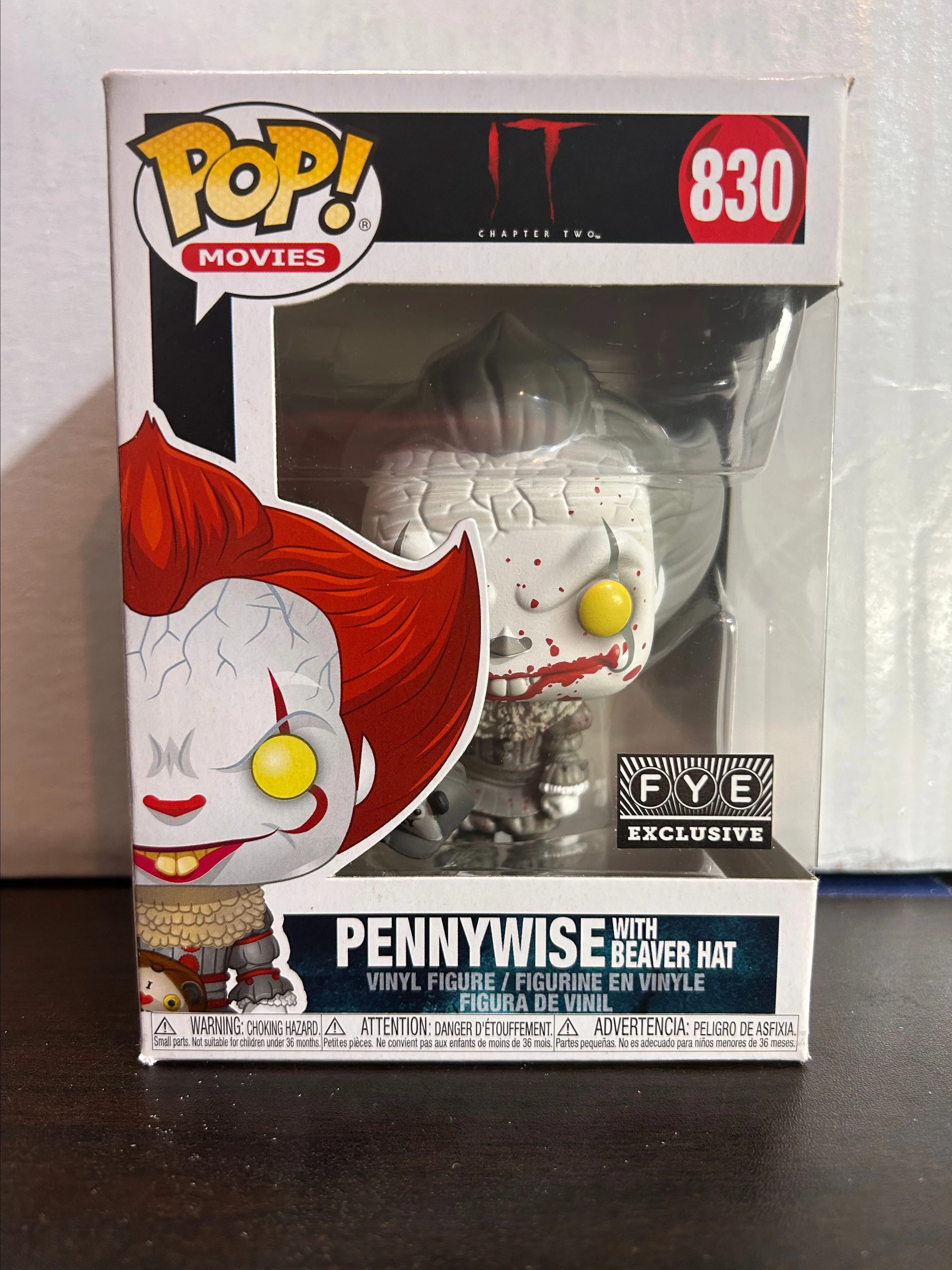 Product image for Pennywise with Beaver Hat Black and White FYE Excl It Movies Funko Pop 830