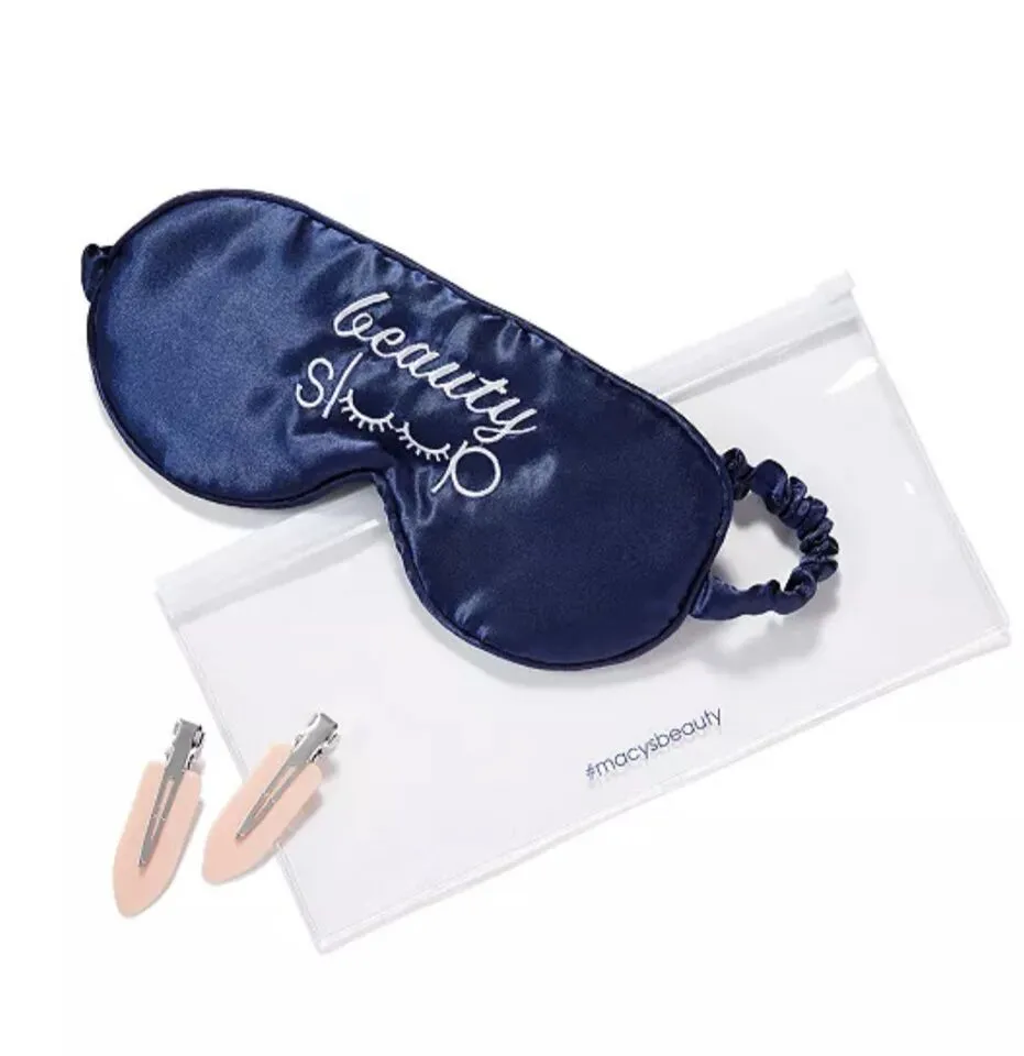 Product image for x2 Macy's Beauty 3 Pcs Sleep Eye Mask Blue & Hair Clip Gift Bag Set