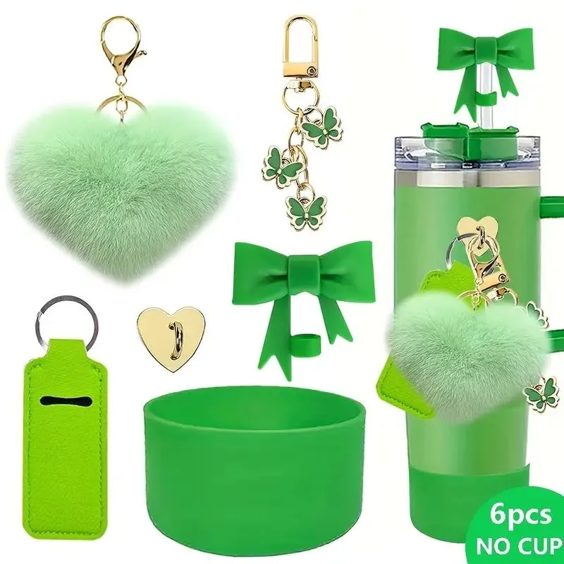 Product image for BUNDLE NEW Tumbler Bow, Boot, Bracelet, Topper, Charms, Carrier - 6pc GREEN