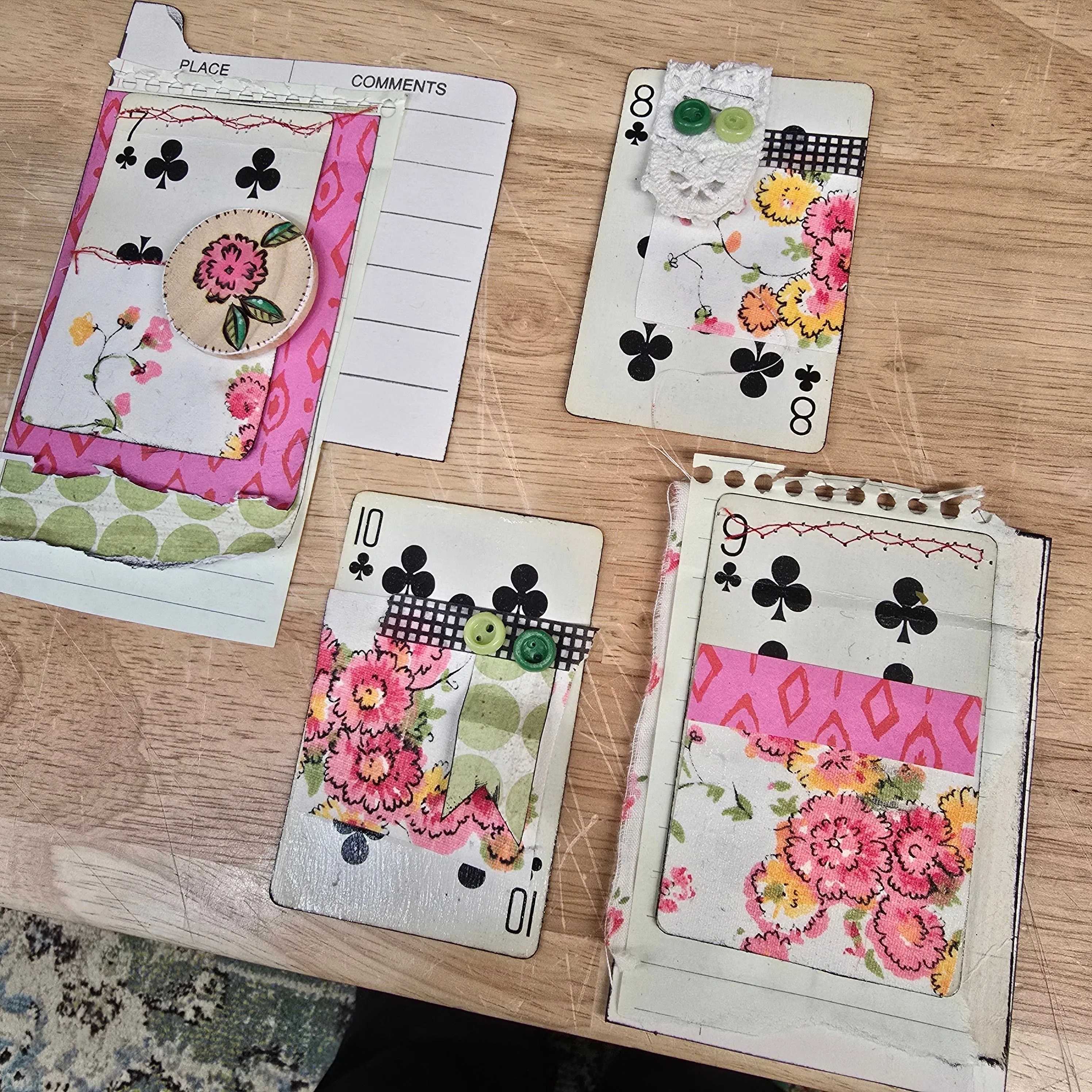 Product image for Set Of 4 Altered Junk Journaling Tags with wood Burned embellishment 