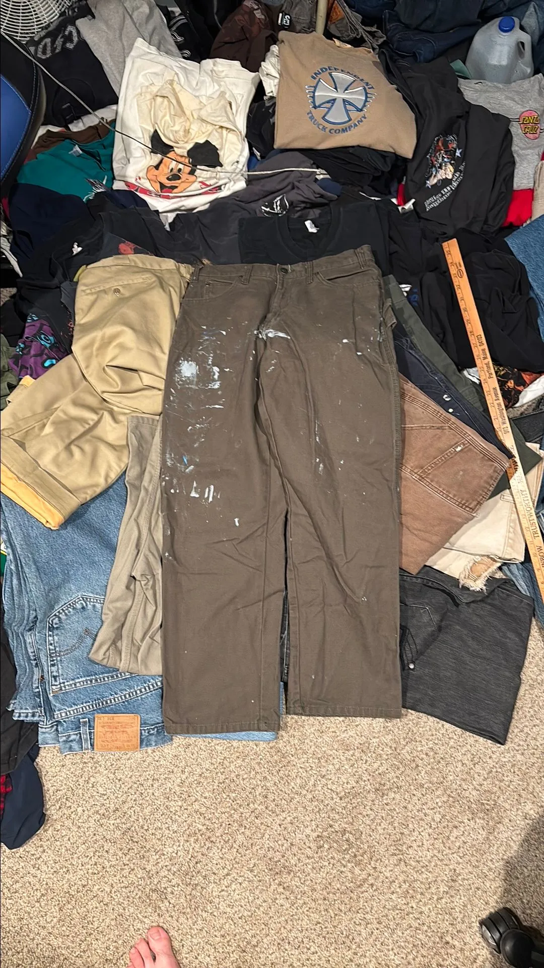 Product image for Olive green canvas dickies carpenter pants 32x30