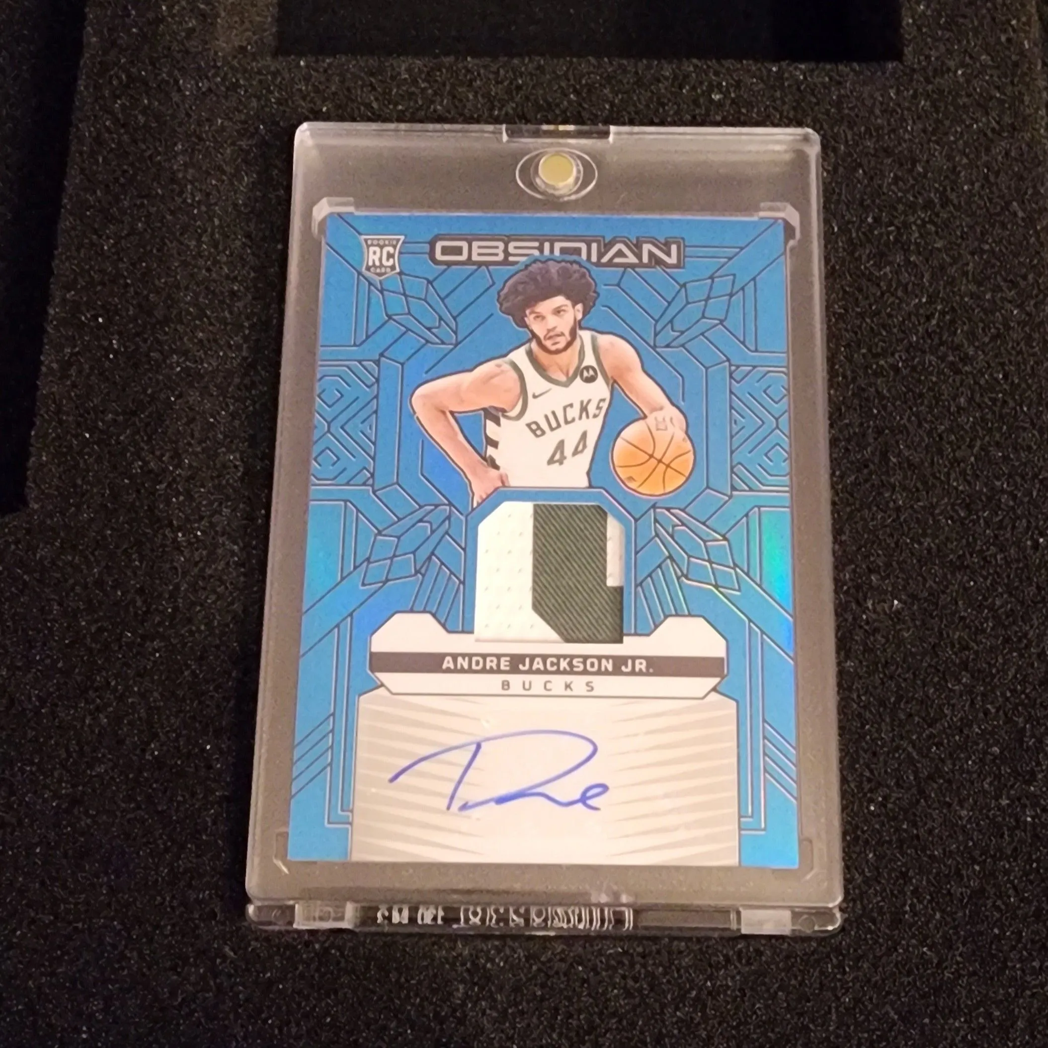 Product image for Andre Jackson Jr. Rookie Auto /16 Blue Electric Etch Obsidian