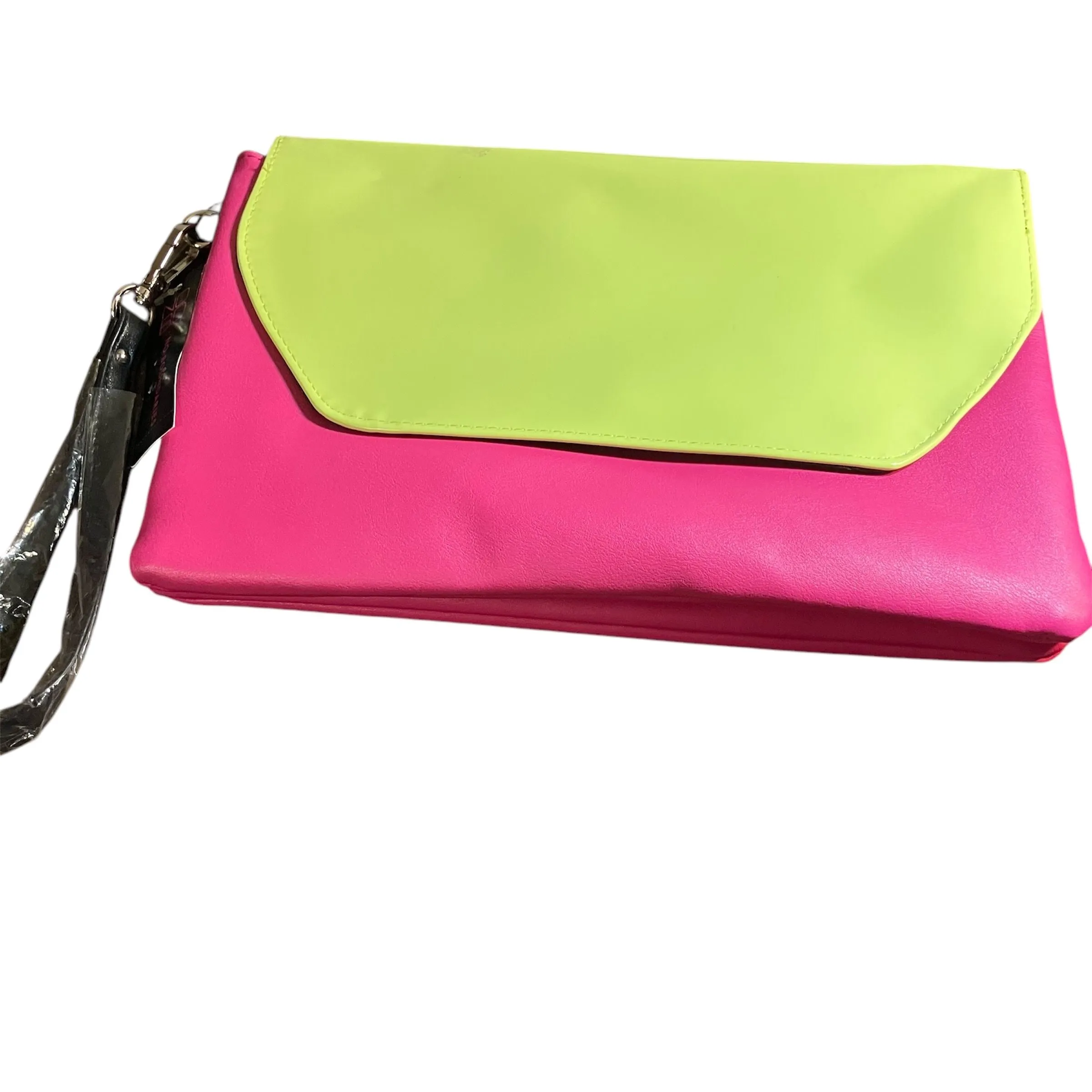 Product image for Retro Hot Pink & Lime Green Envelope Clutch Handbag Saved by the Bell 90s