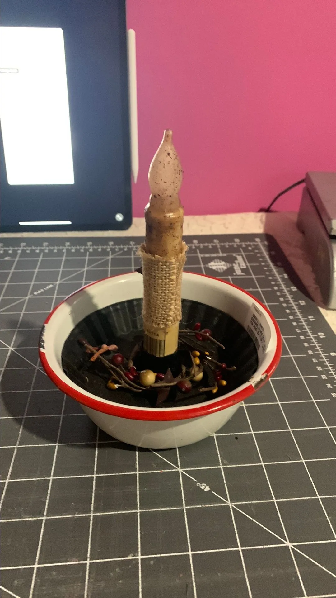 Product image for Enamelware bowl and candle