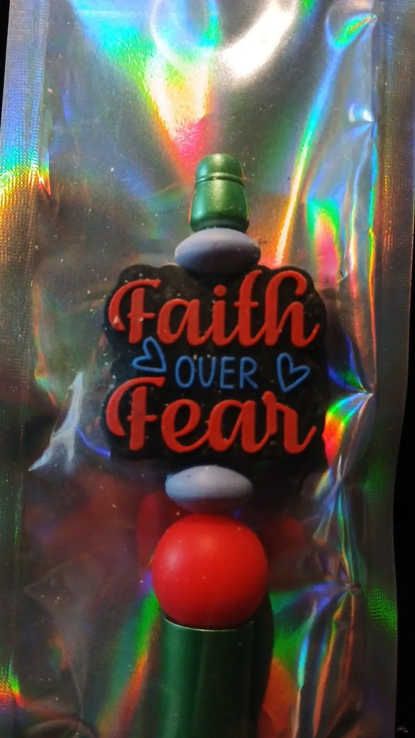Product image for beadable Pens - Green Faith Over Fear Pen #23