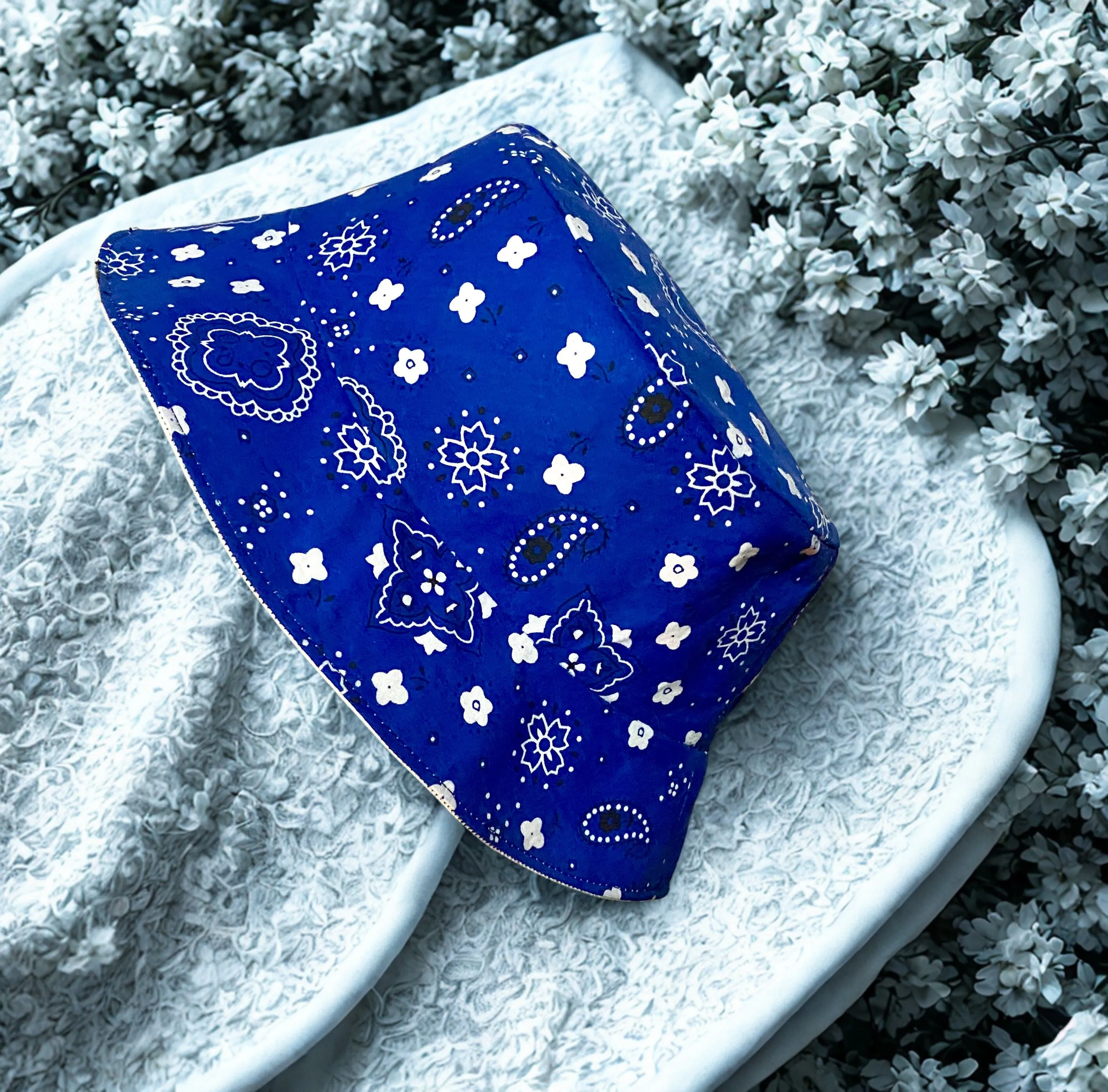 Product image for Blue Paisley Print Bandanna Bucket Hat
