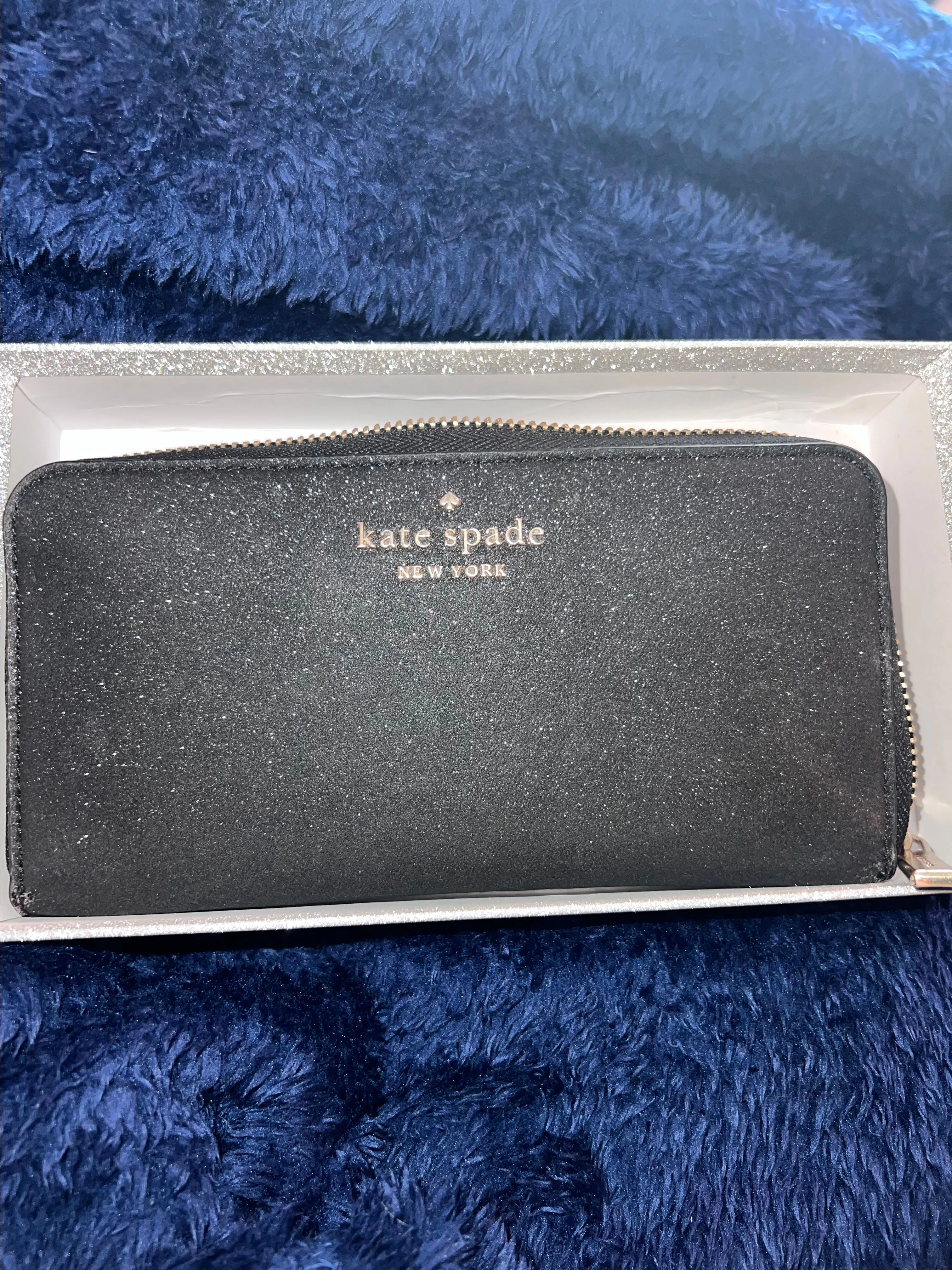 Product image for Kate Spade Glitter Large Continental Black Tinsel Wallet