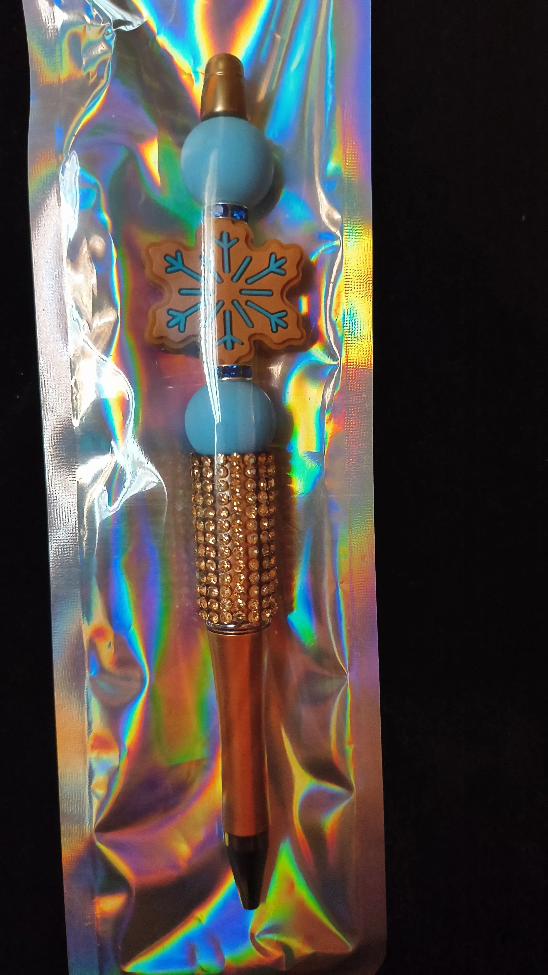 Product image for Beadable Pens - Golden Crystal Snowflake #96