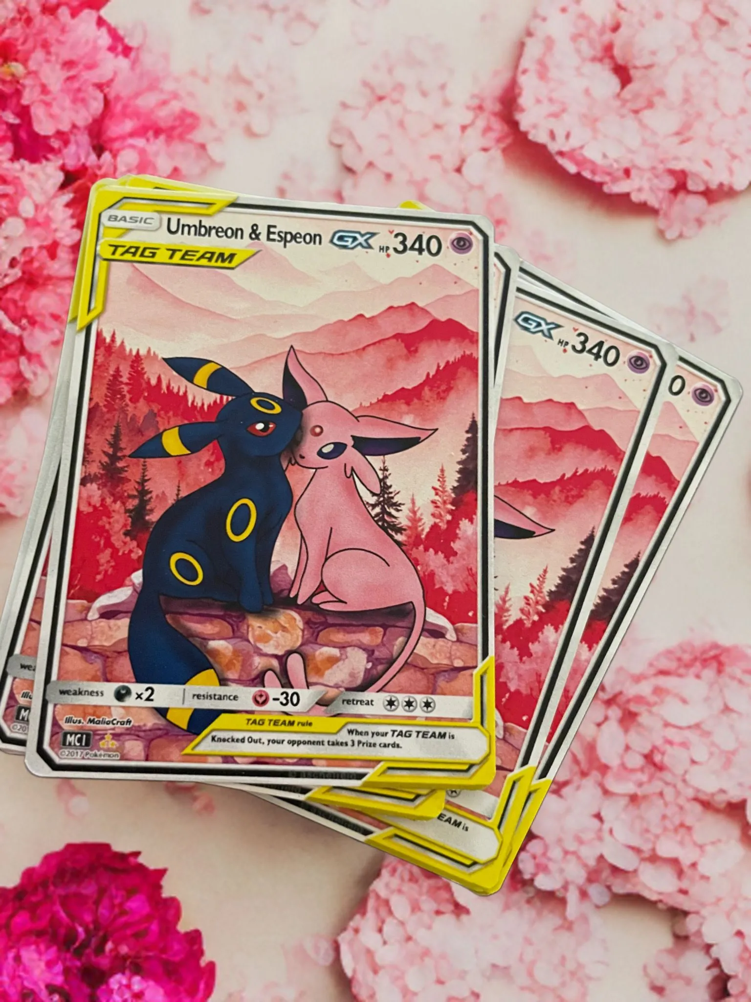 Product image for Custom Umbreon and Espeon valentine pokemon card