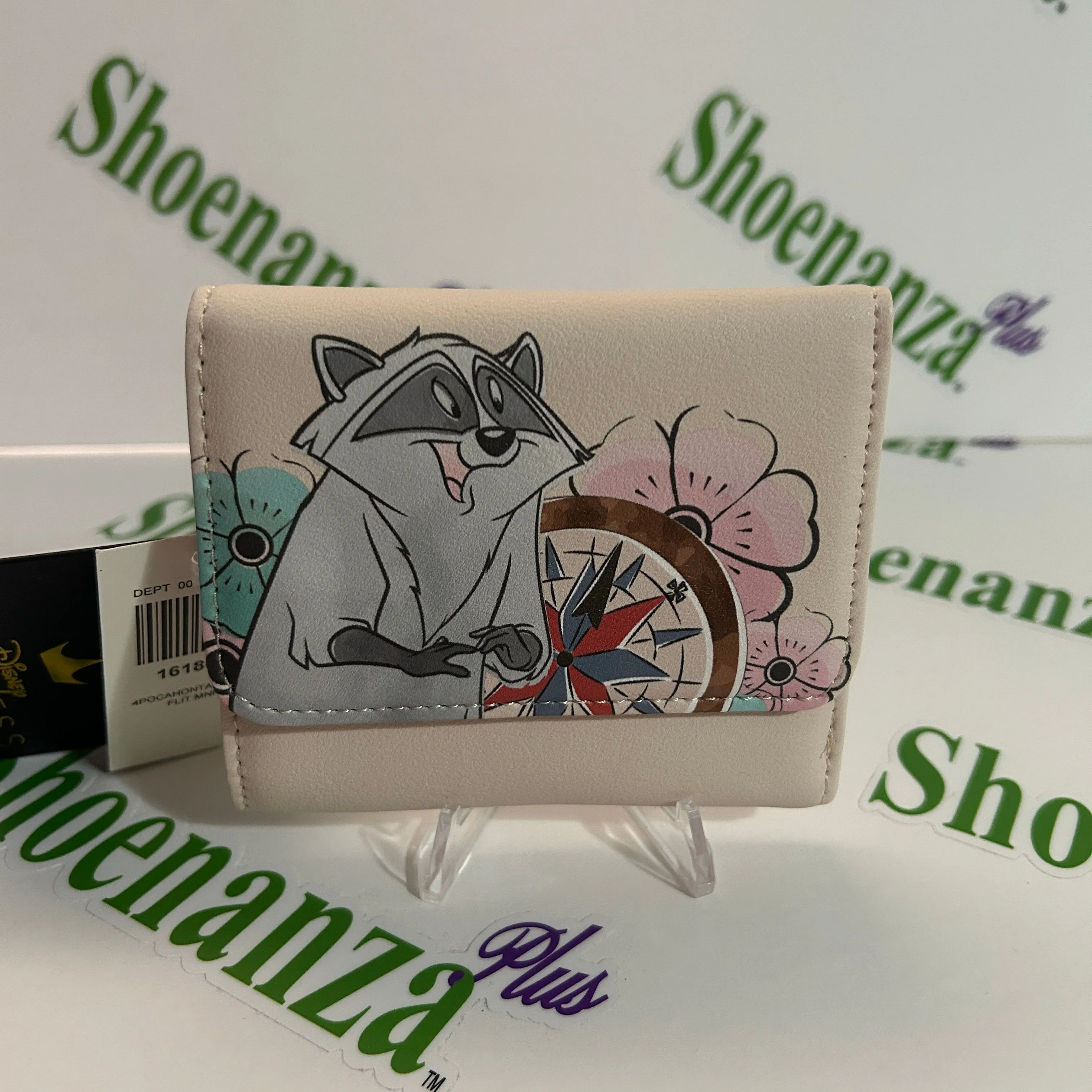 Product image for Loungefly Trifold Wallet Disney Pocahontas Meeko Flit Compass Floral Card Holder