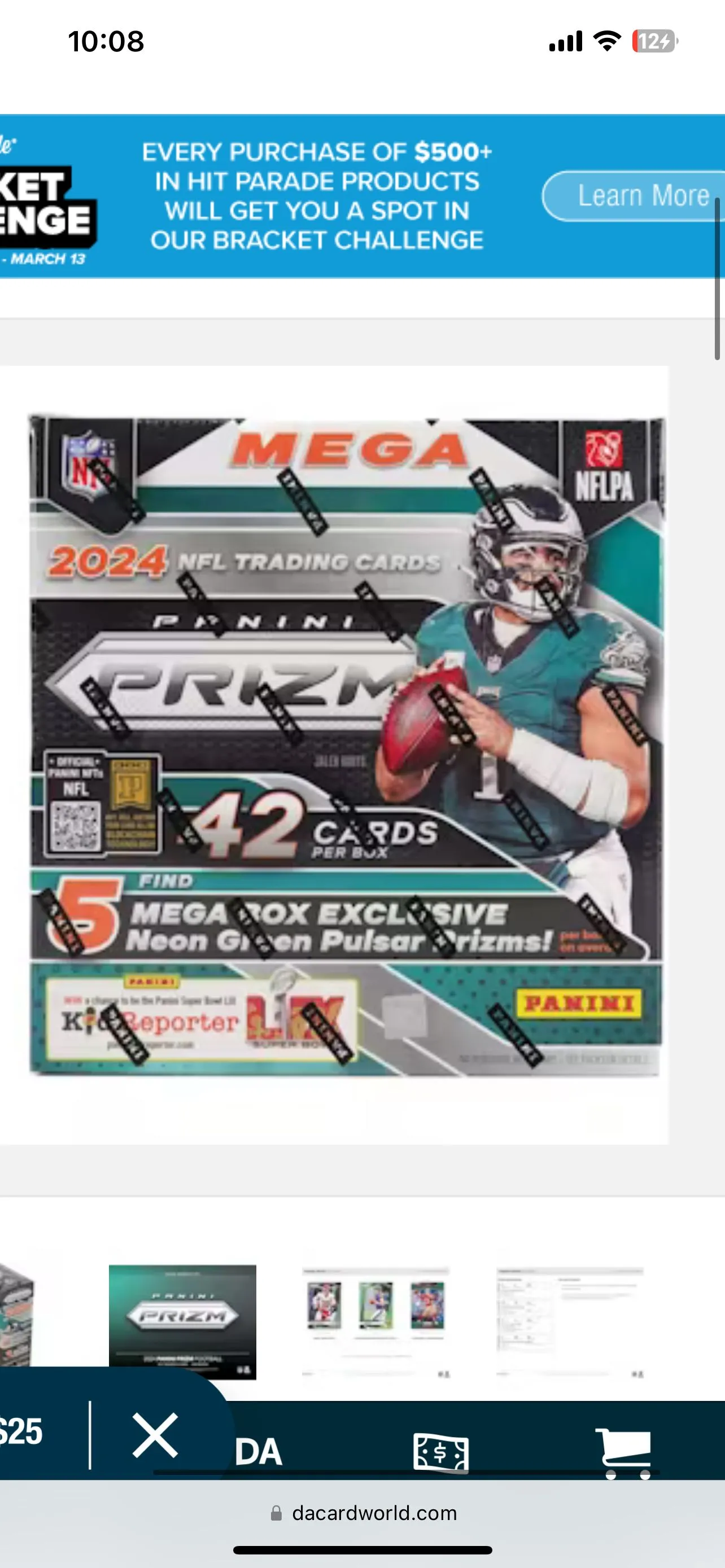 Product image for 2024 Prizm football mega box - green pulsar