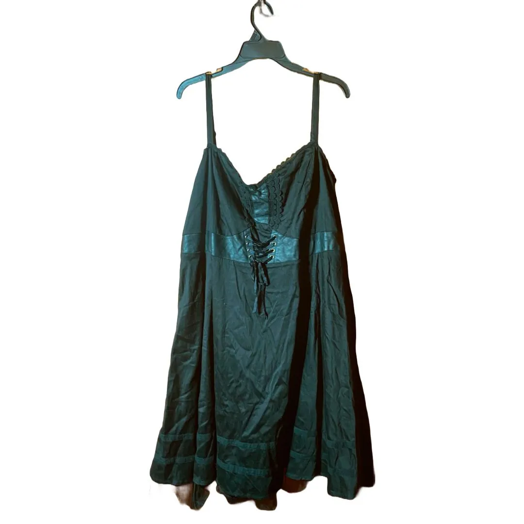 Product image for Torrid Dress Midi Sleeveless Vegan Leather Lace Up Corset Goth Witchy Halloween