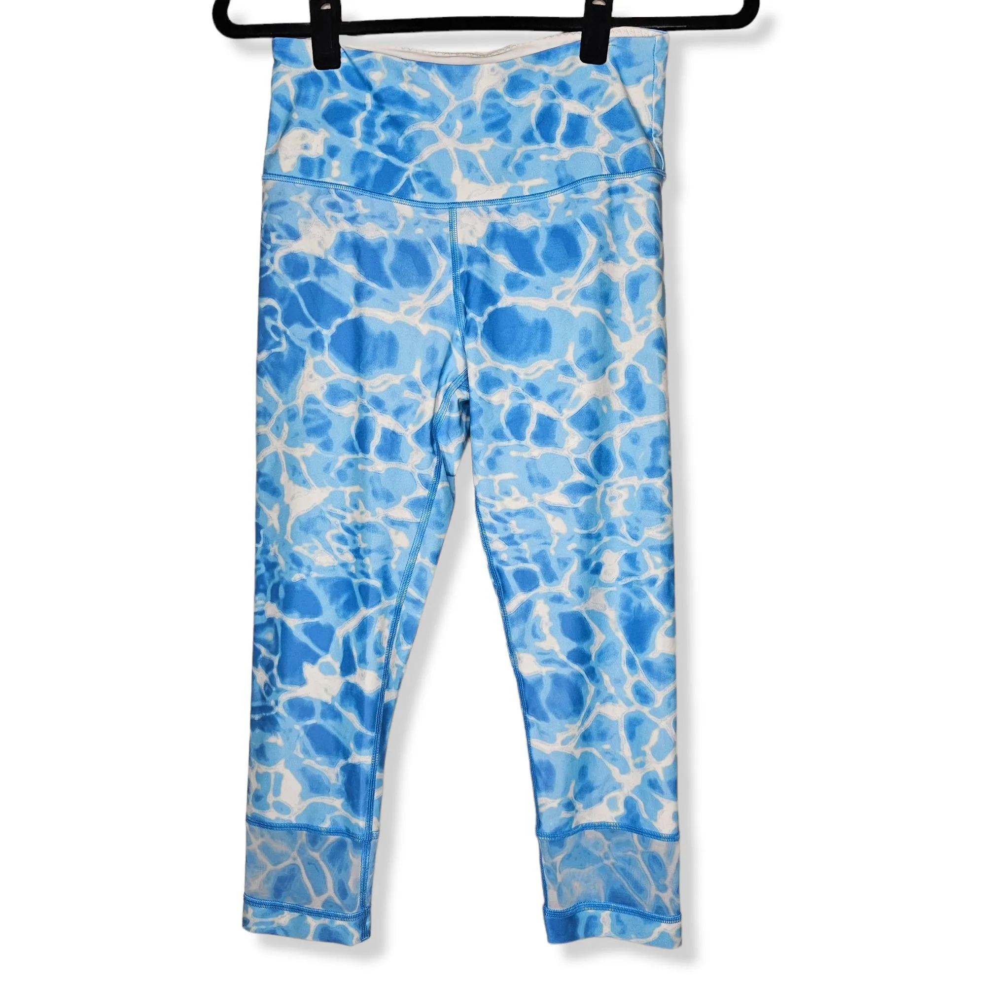 Product image for Victoria's Secret M Leggings Blue Water Athletic Summer Crop Capri Gym Yoga Mesh