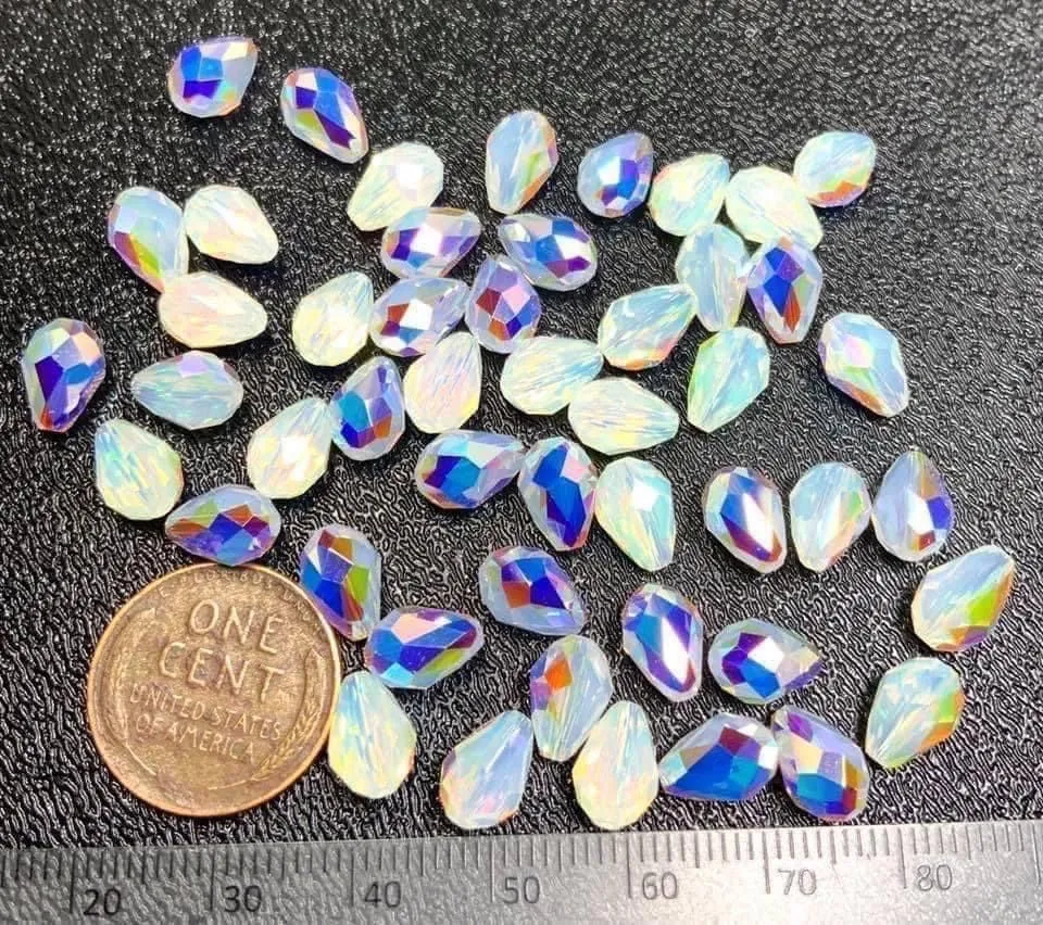 Product image for CS5. Swarovski Crystal Teardrop Beads, Art. 5500, in White Opal AB - 4 pcs