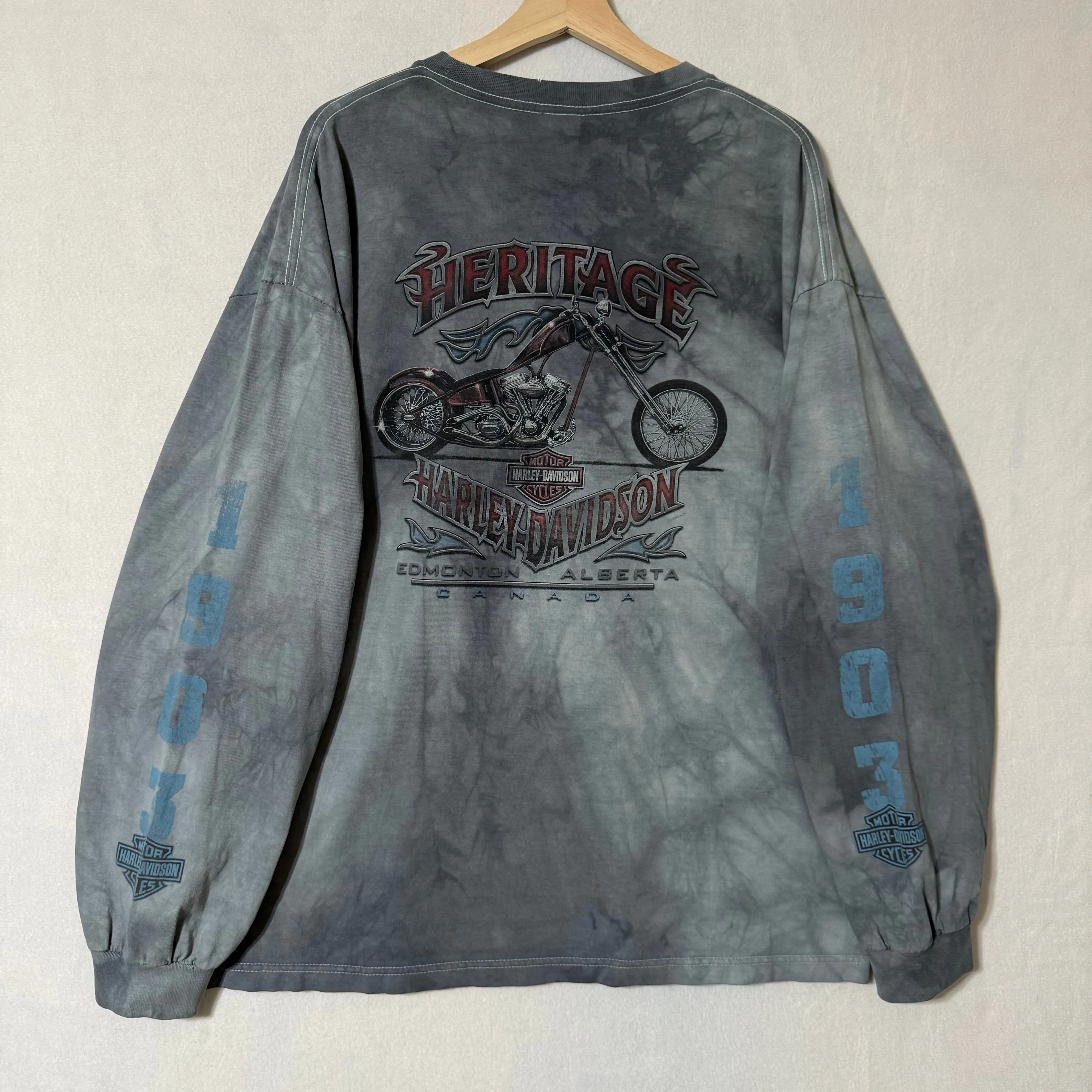Product image for 2002 Harley Davidson 2XL Tie Dye Long Sleeve Hits Canada Chopper Tee