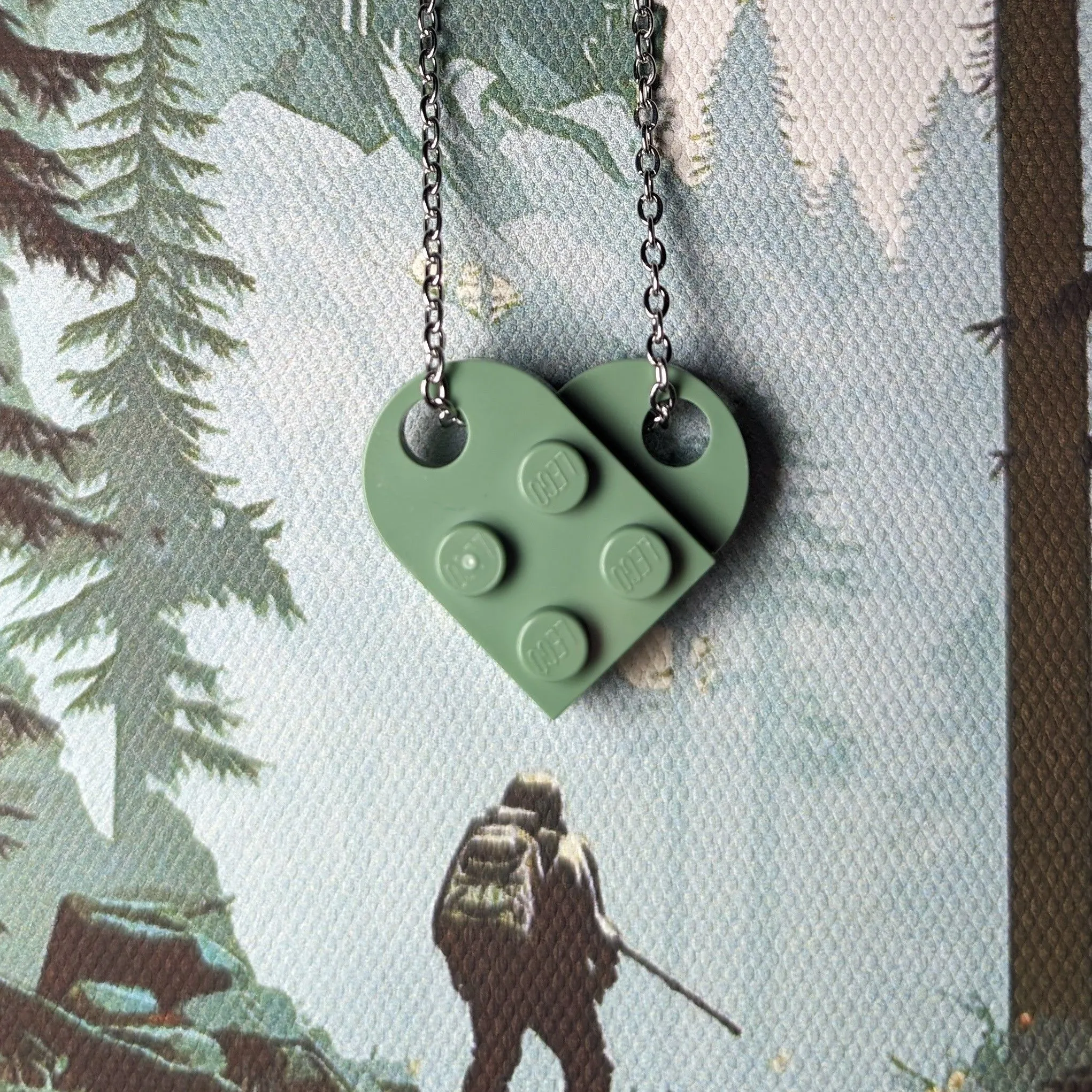 Product image for Heart Necklace Olive Green