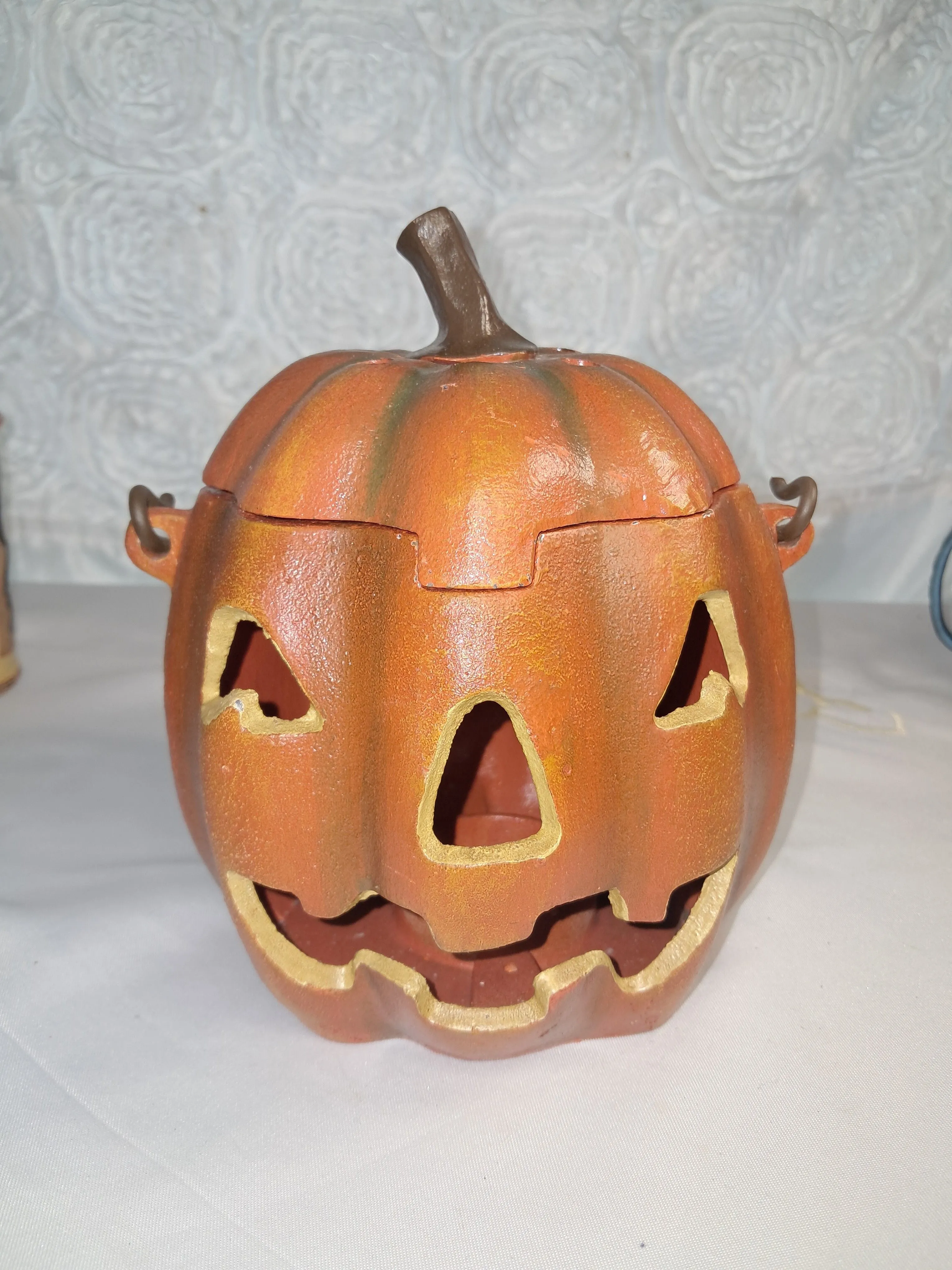 Product image for #17. Cast Iron Jack-o Lantern Pumpkin Lantern with Handle