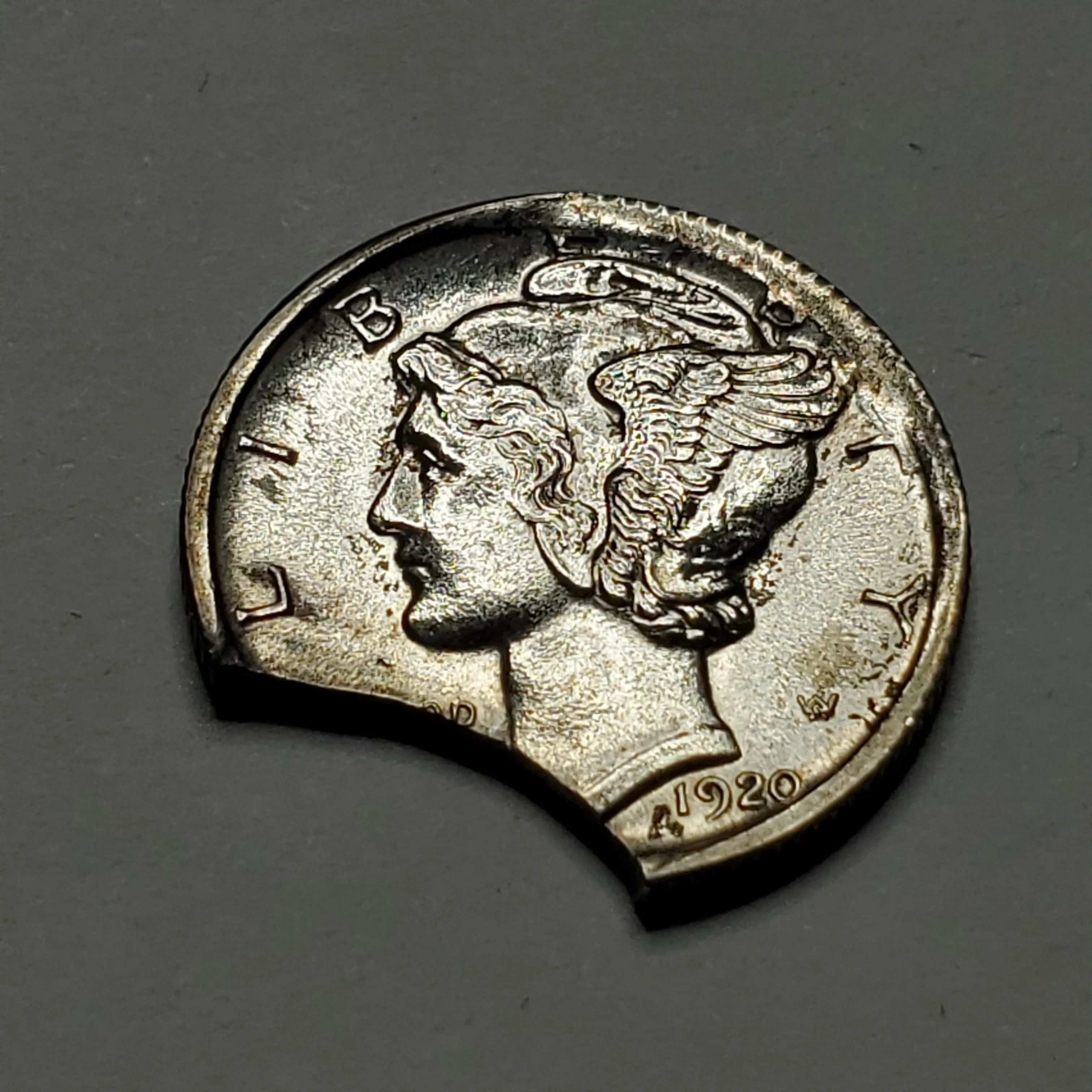 Product image for 1920-D Mercury Dime Clipped Planchet Error