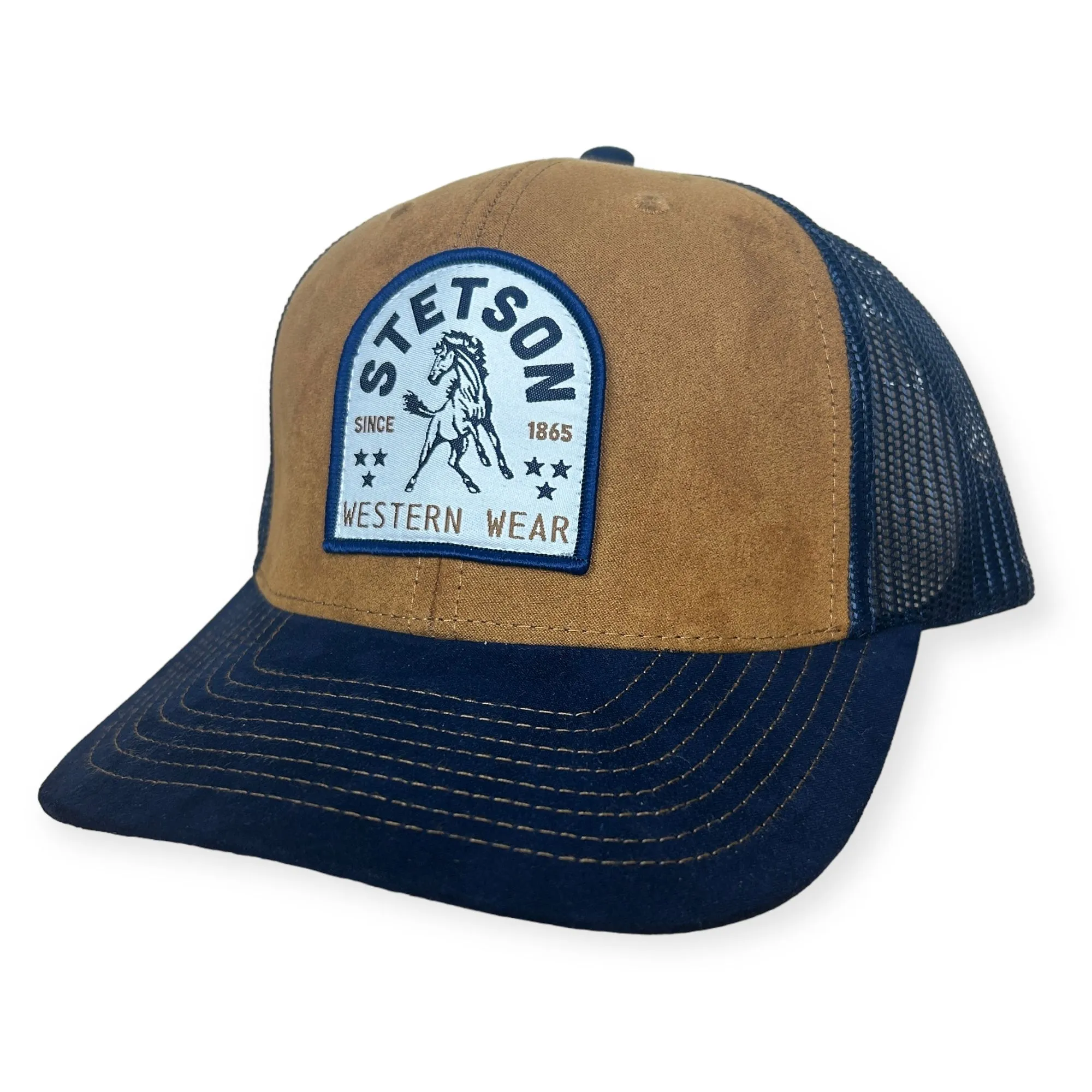 Product image for 017 - NEW Stetson Suede-Front Snap Back Trucker Hat