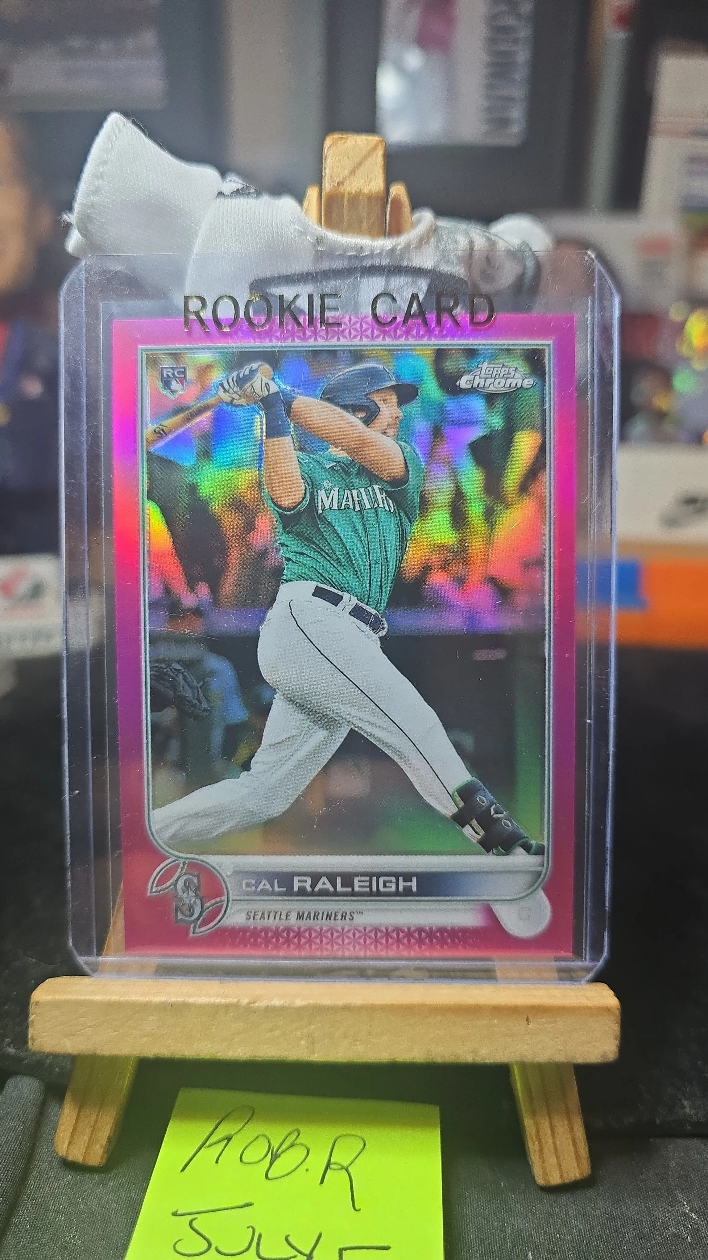 Product image for 2022 topps chrome pink parallel CAL RALEIGH RC ssp