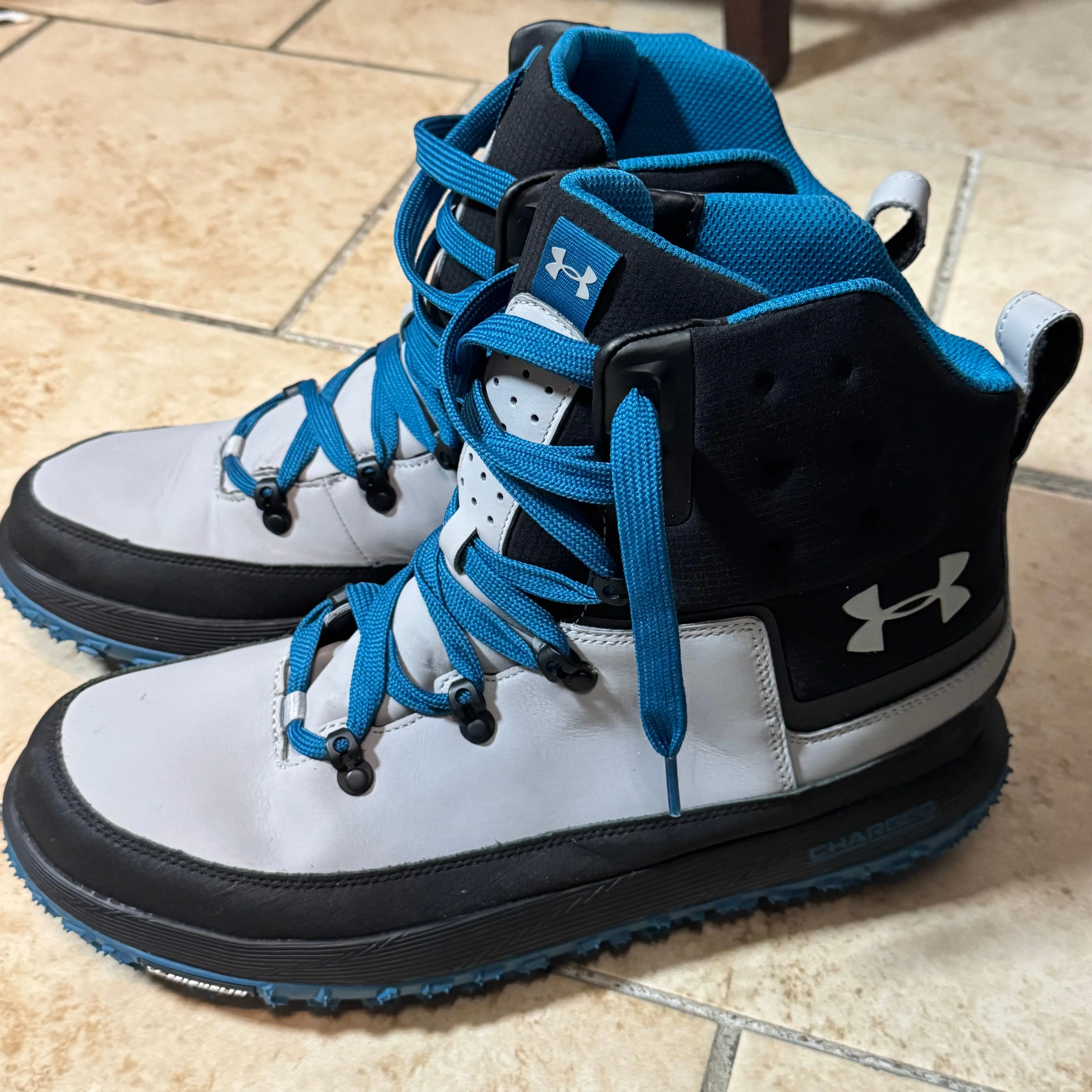 Product image for Under Armour RARE Fat Tire Govie Boots gore Tex Overcast Grey size 13 NWOB MICHELIN