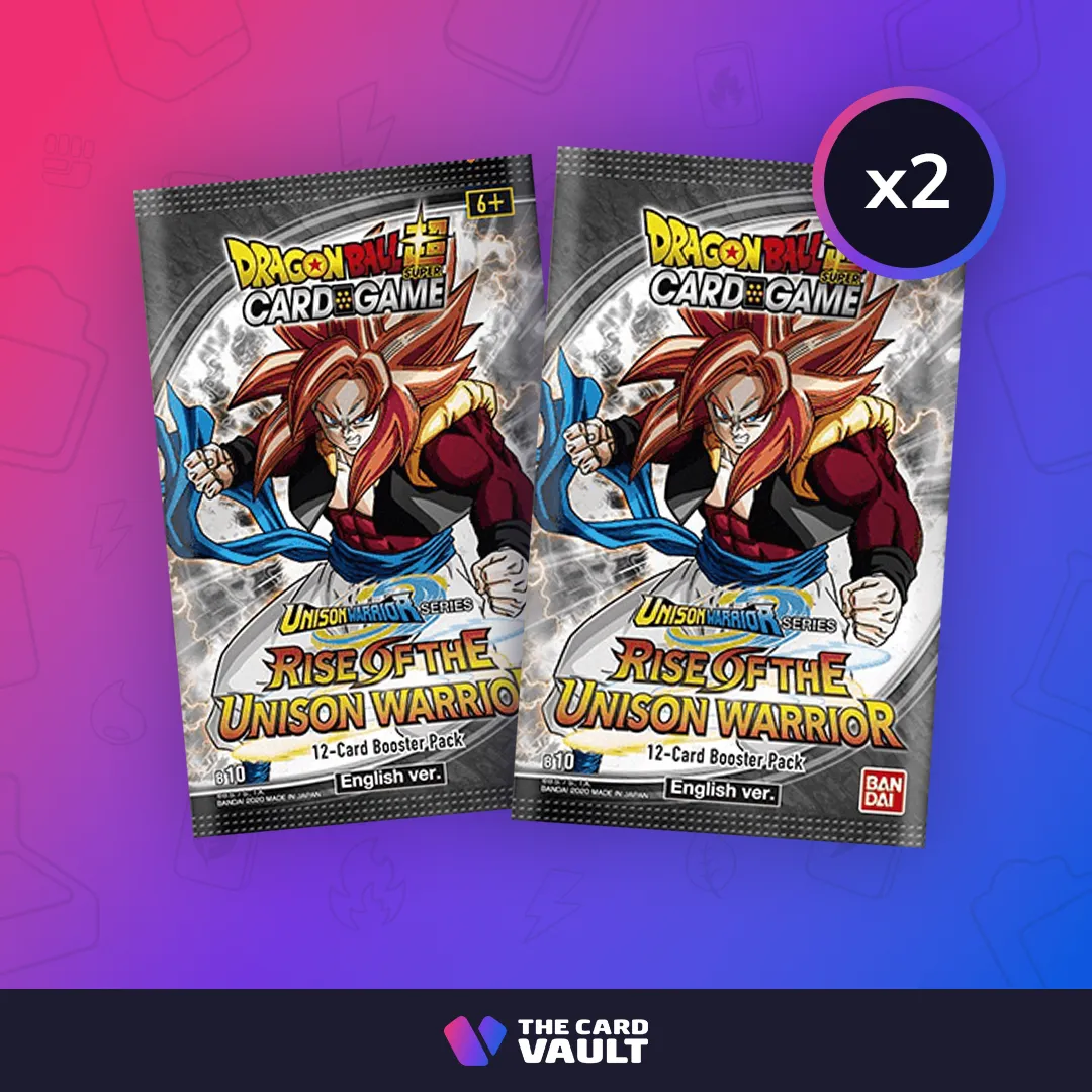 Product image for 2 x Dragon Ball Super CG: Unison Warrior Series - Rise of the Unison Warrior (DBS-B10) Booster Pack (2nd Edition)