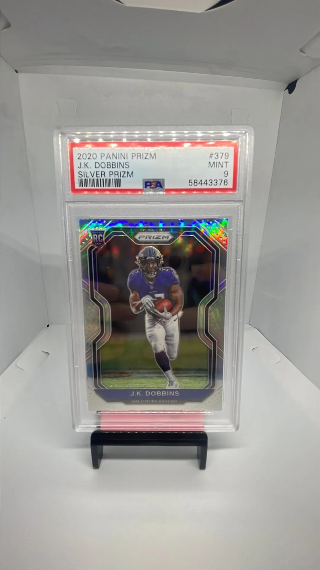 Product image for 2020 Panini Prizm J.K. Dobbins 379 Silver Prizm PSA MINT 9