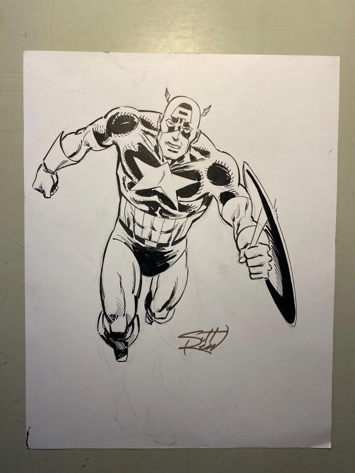 Product image for CAPTAIN AMERICA & SUPERMAN Original Comic Art Convention Sketch 2006