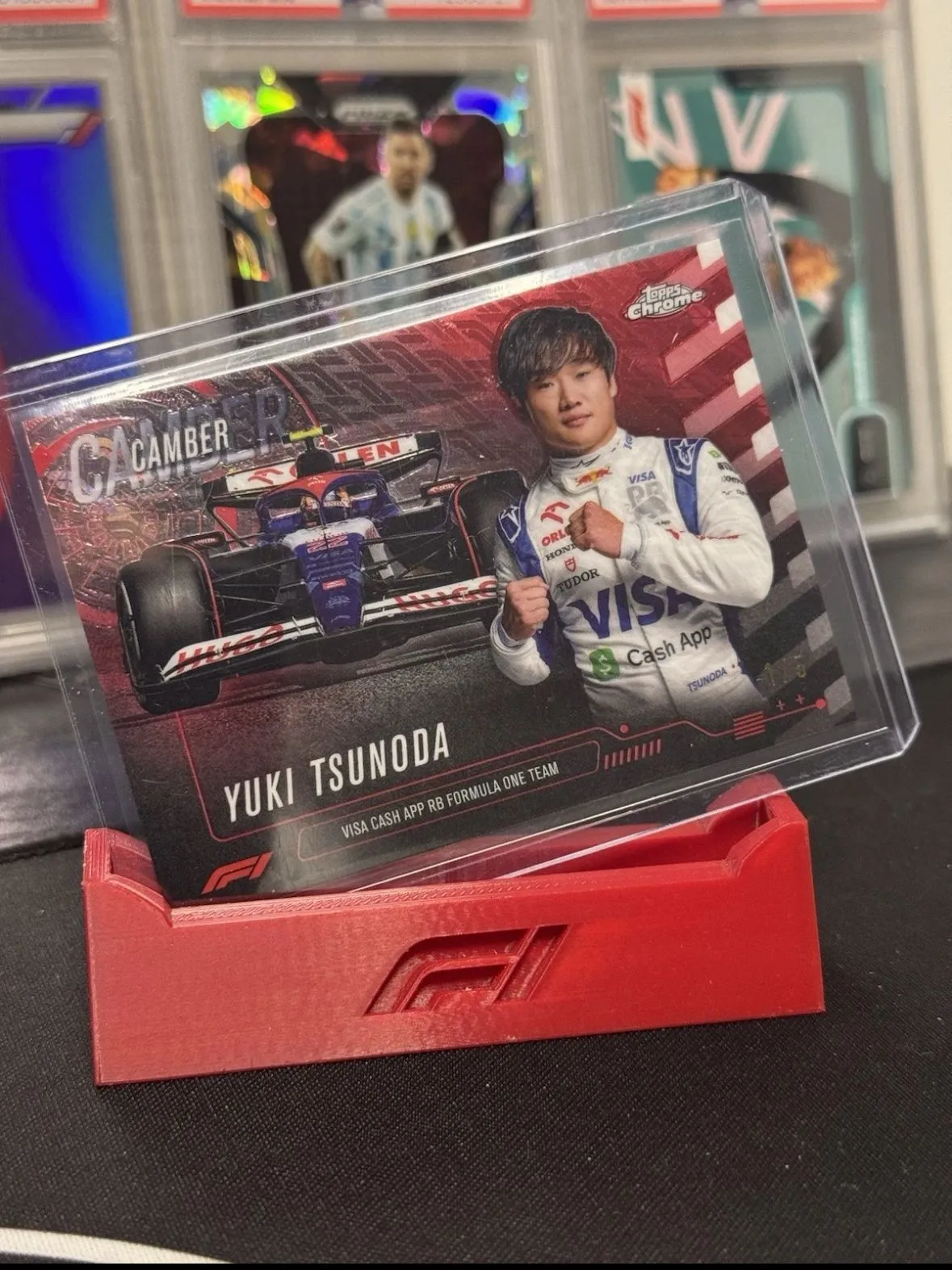 Product image for 2024 Topps Chrome Formula 1 Logofractor - Yuki Tsunoda Red Camber /5
