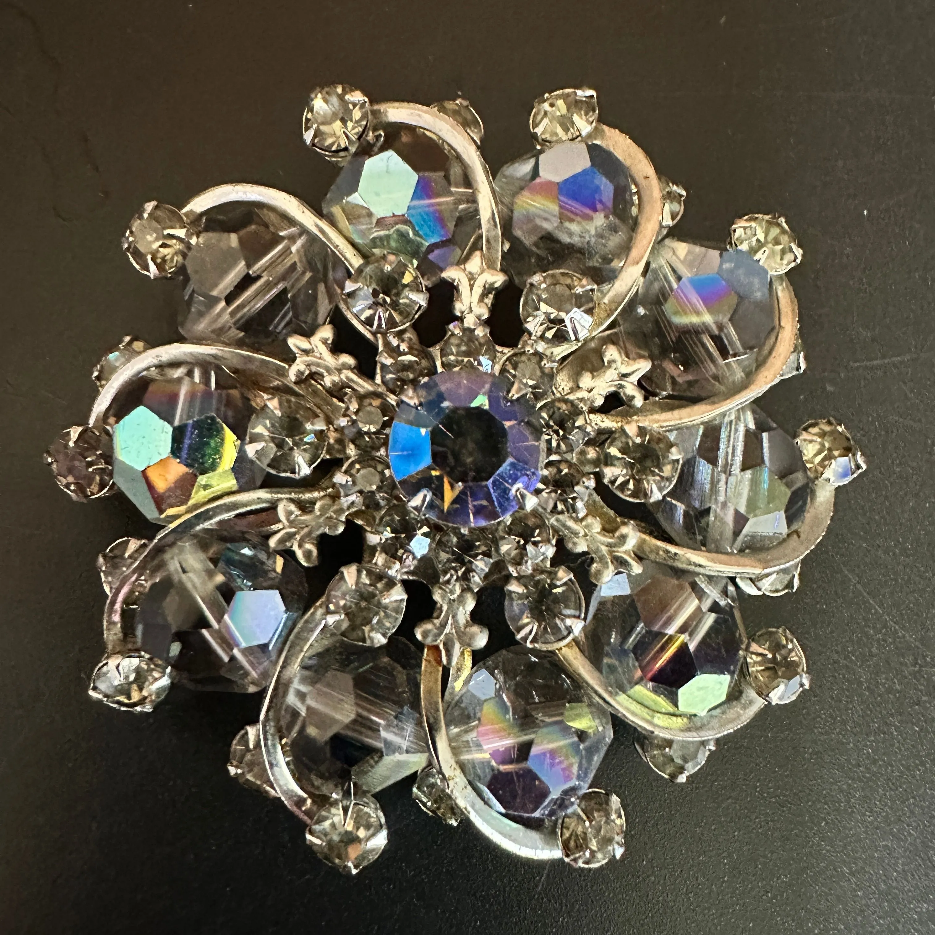 Product image for Blue AB Pinwheel Brooch