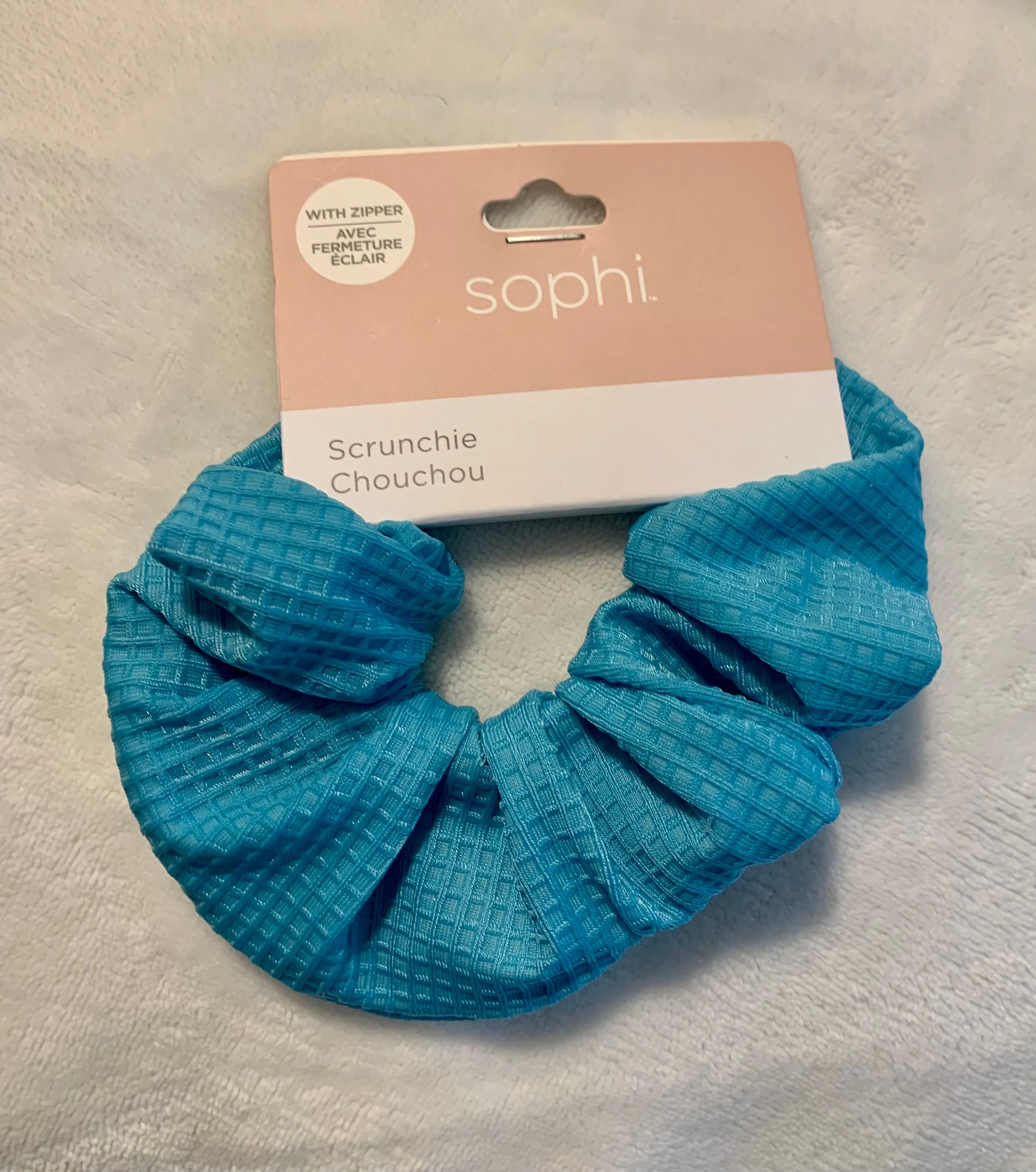 Product image for Sophi Aqua scrunchie with HIDDEN ZIPPER NWT